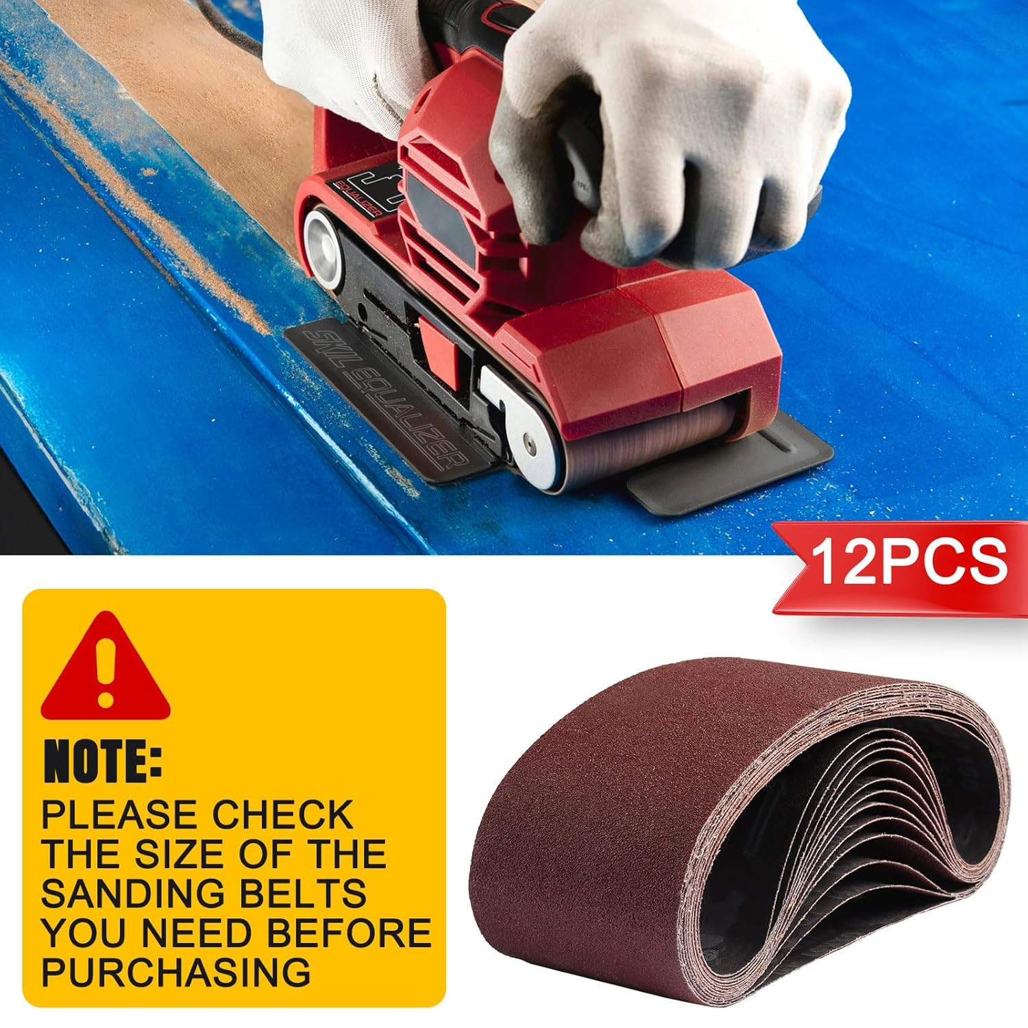 3 X 21 Sanding Belts 12PCS Belt Sander Paper Aluminum Oxide (4 Each of 80/120/15