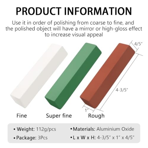 12 Oz. Buffing Polishing Cutting Compounds Kit – Green Fine/White Medium/Red