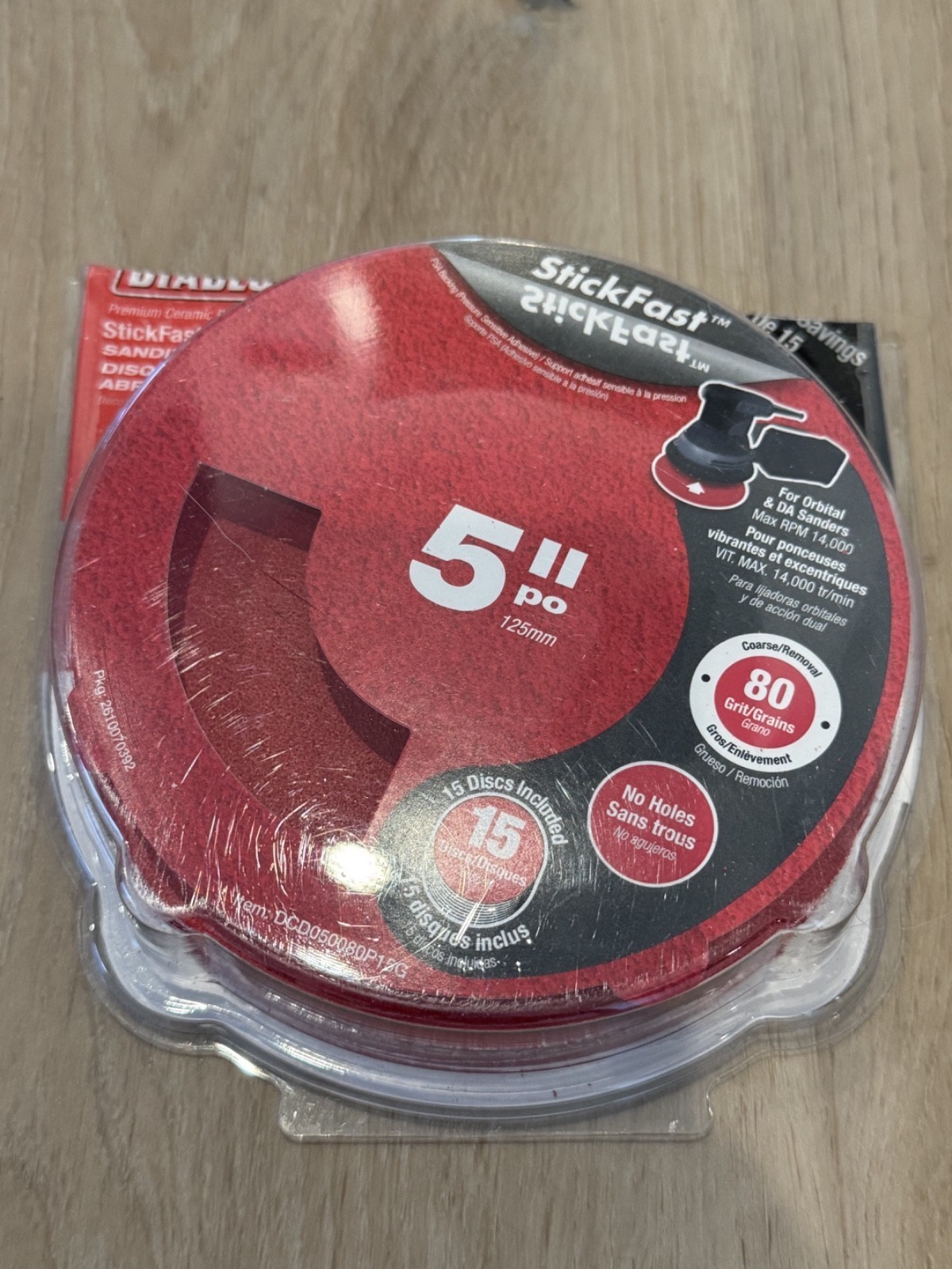 Diablo 5″ Stickfast Sanding Disk (no hole) Open and Used Pack