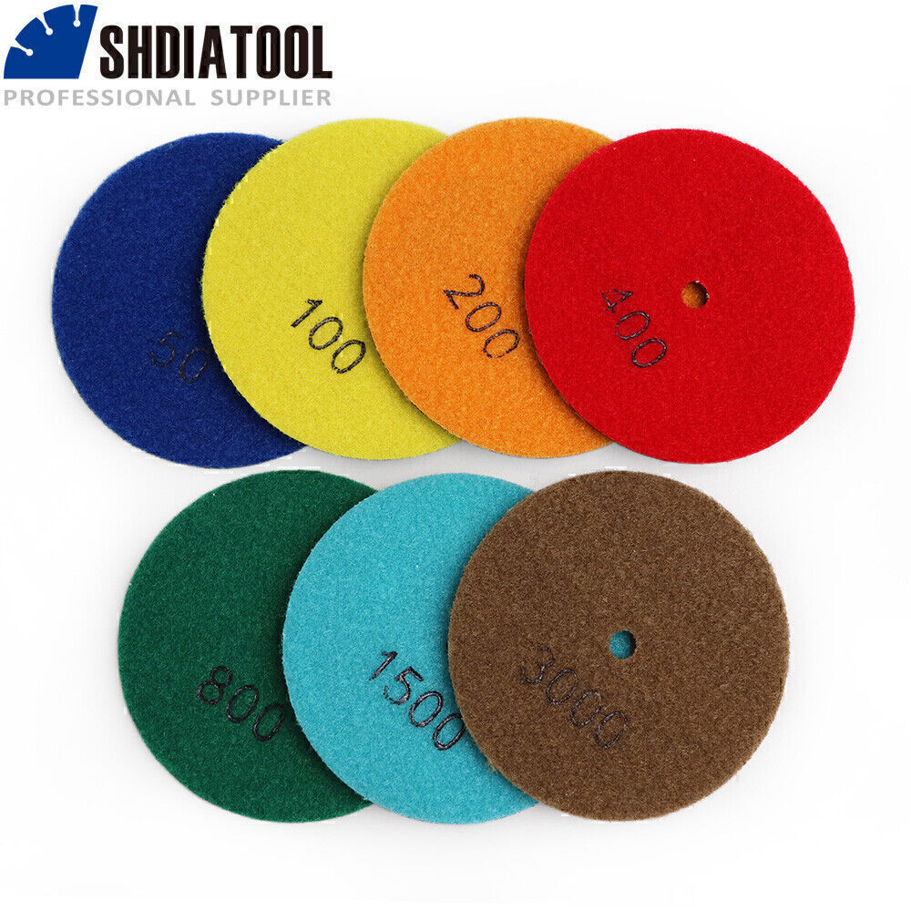 7pcs/set Dia 4inch/100mm Diamond Wet or Dry Polishing Pads for Granite Marble