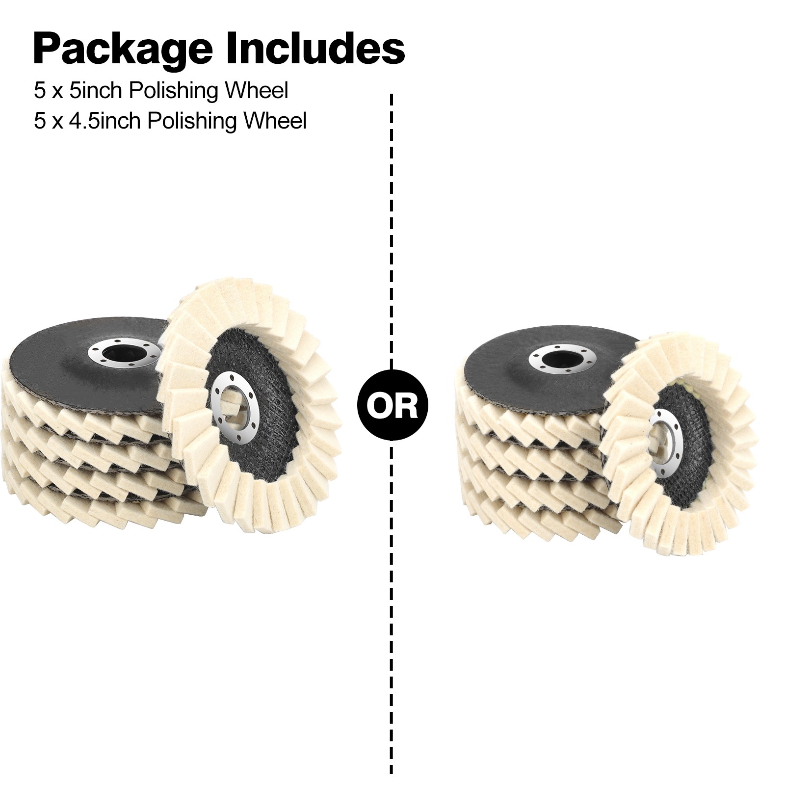5pcs Wool Felt Buffing Wheel 4.5″/5″ Flap Polishing Pad Disc for Angle Grinder