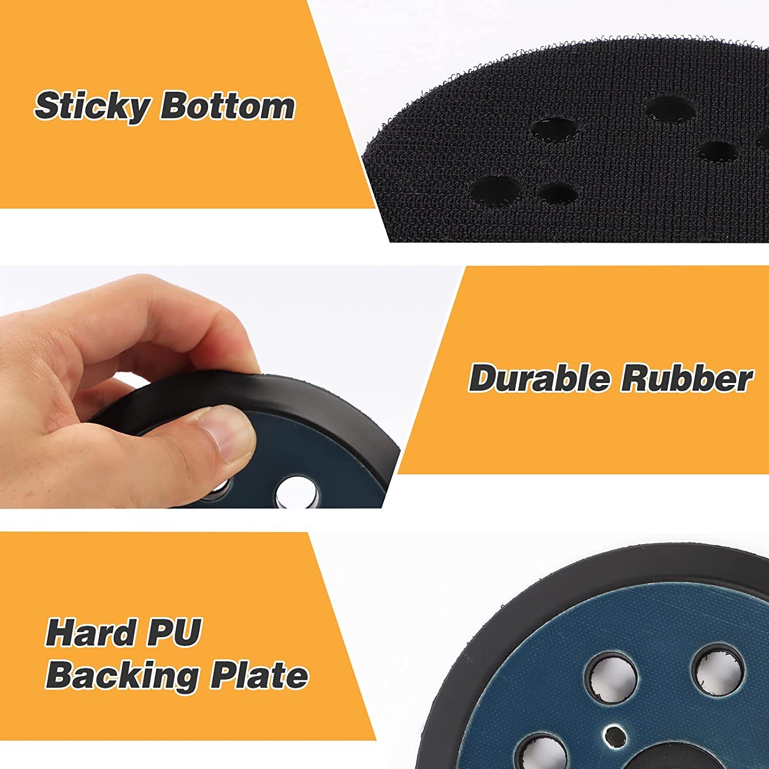2PACK 5″Orbital Sander Replacement Pads Hook Loop for Dewalt/Makita/Porter Cable