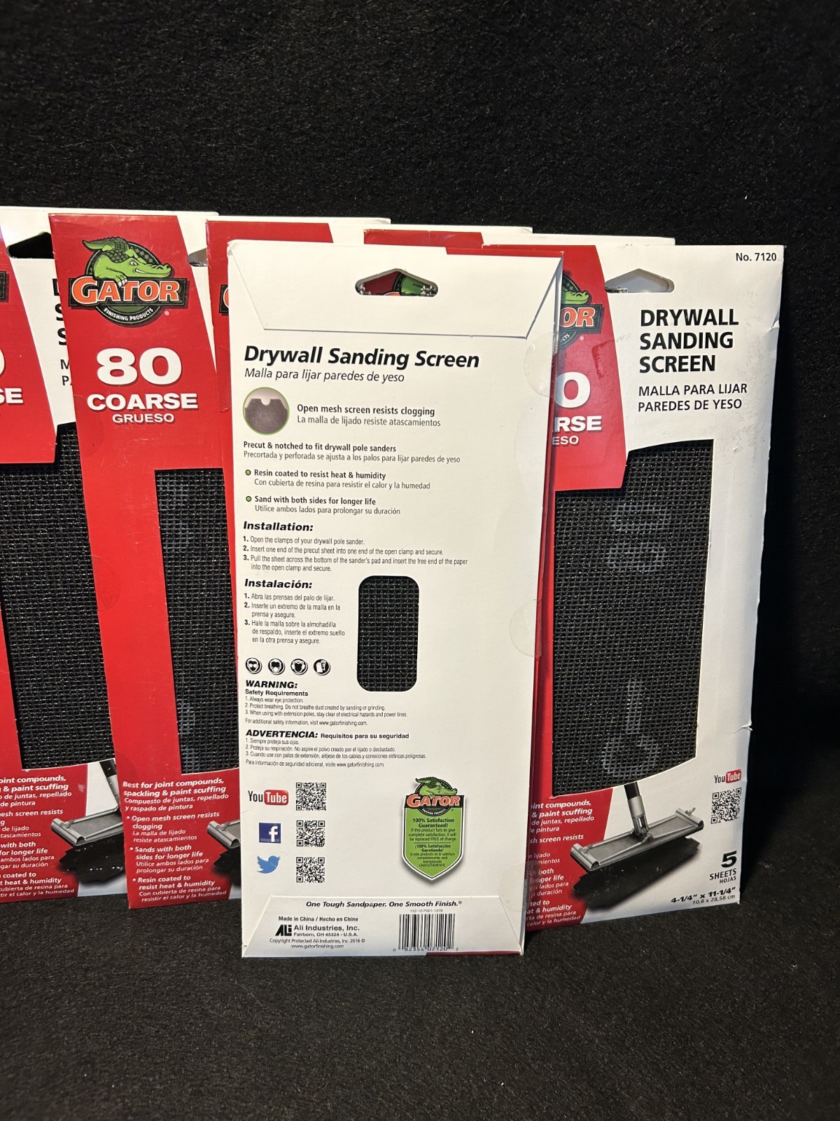 (6) Gator Precut Drywall Sanding Screen Coarse 80 Grit Sanding Sheets 4.25×11.25