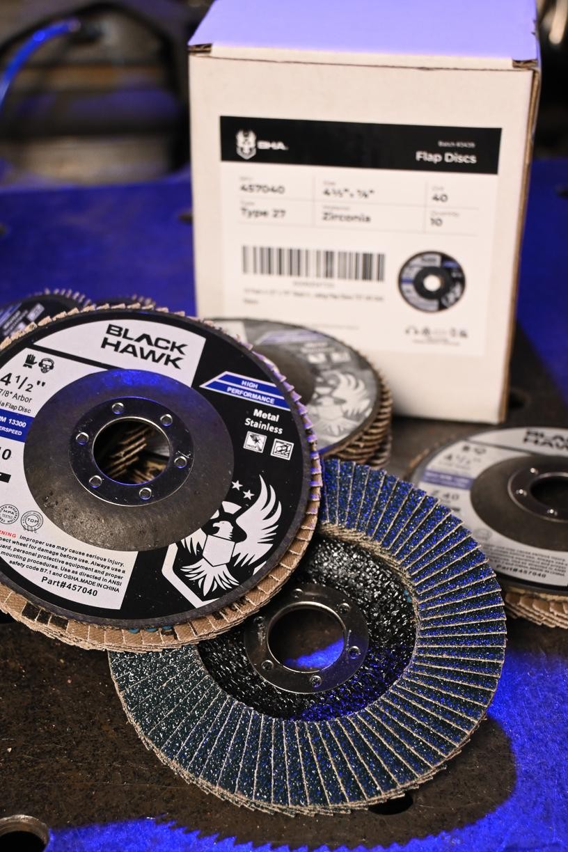 5 Pack 4.5″ x 7/8″ Black Hawk 40 Grit Zirconia Flap Disc Grinding Wheels T29