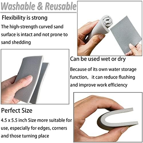 10 PCS 600 Grit 4.5 x 5.5 Inch Sanding Sponge Set, Wet or Dry Hand Sanding Spong