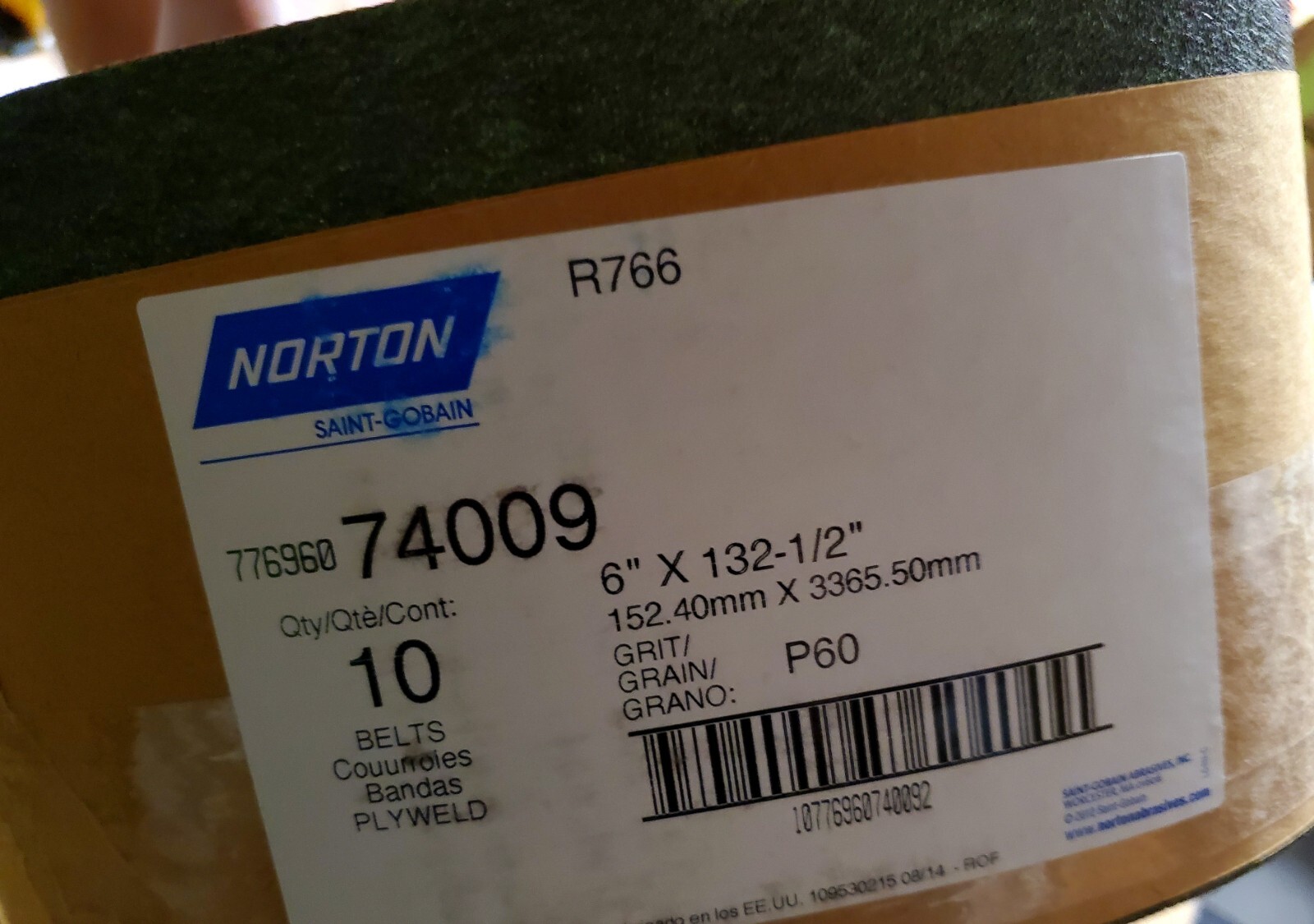 Sanding Belt Norton R766 60 Grit Green 6″x132-1/2″ (10x) (O-0048)