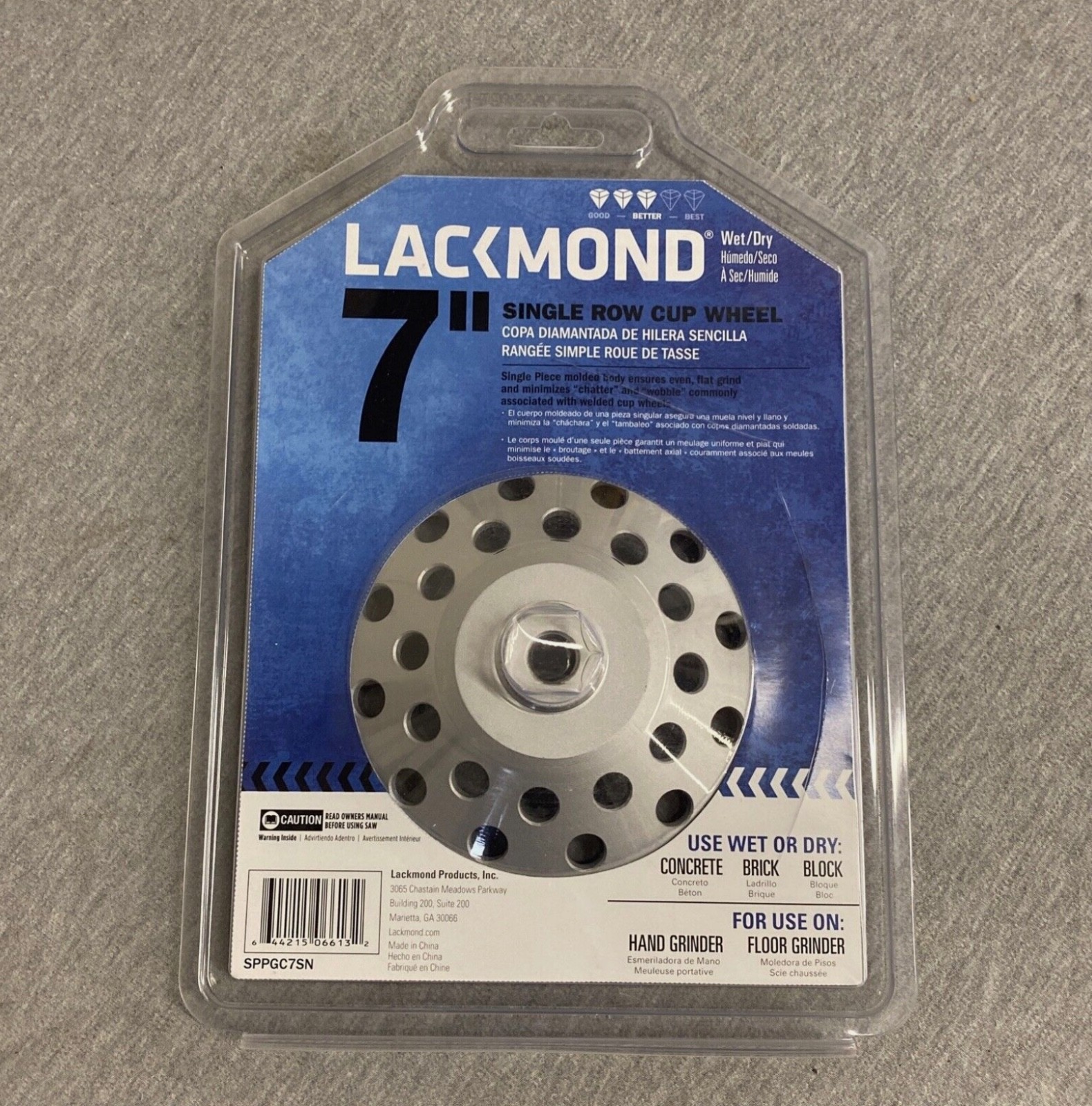 Lackmond SPPGC7SN 7″ Single Row Diamond Cup Wheel 5/8-11 Treaded Hub