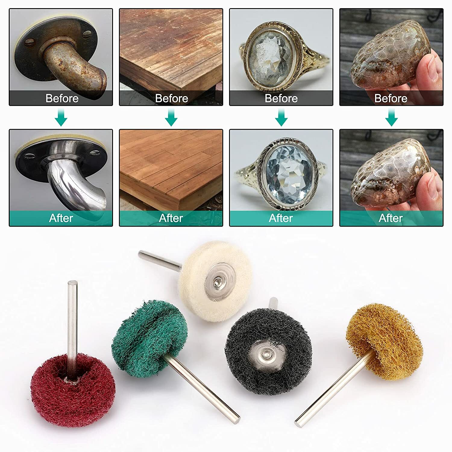 100x Rotary Metal Finishing Polishing Buffing Wheel Burr Kit Set for Dremel Tool