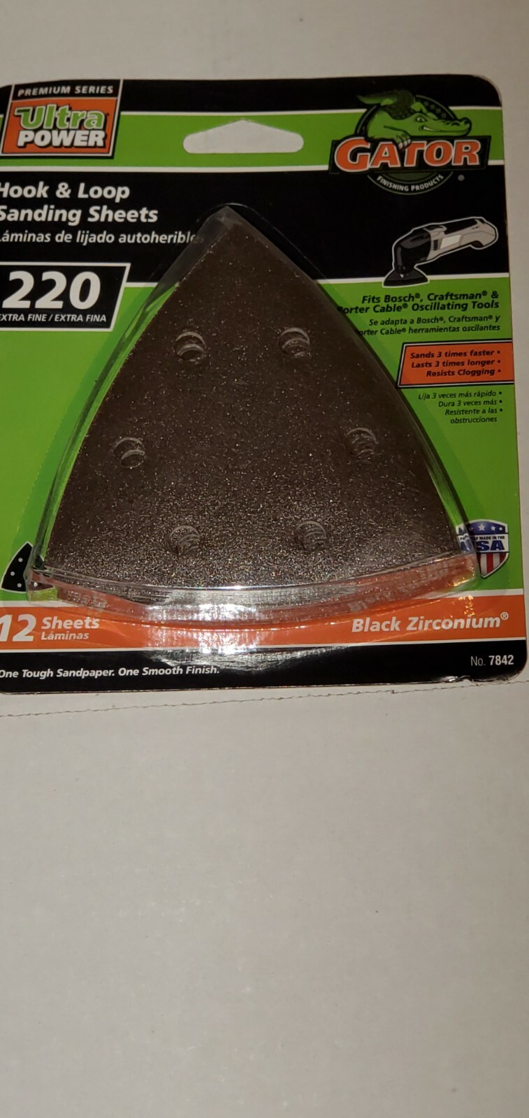 Gator Ultra Power hook & loop sanding sheets 220 grit 12 pack # 7842 sandpaper