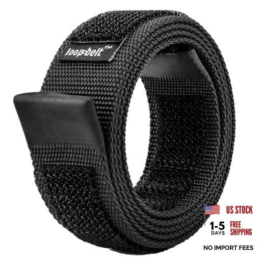 Black No-Scratch Web Belt with Rubber Coated Tips and Advanced Hook Small 28-32