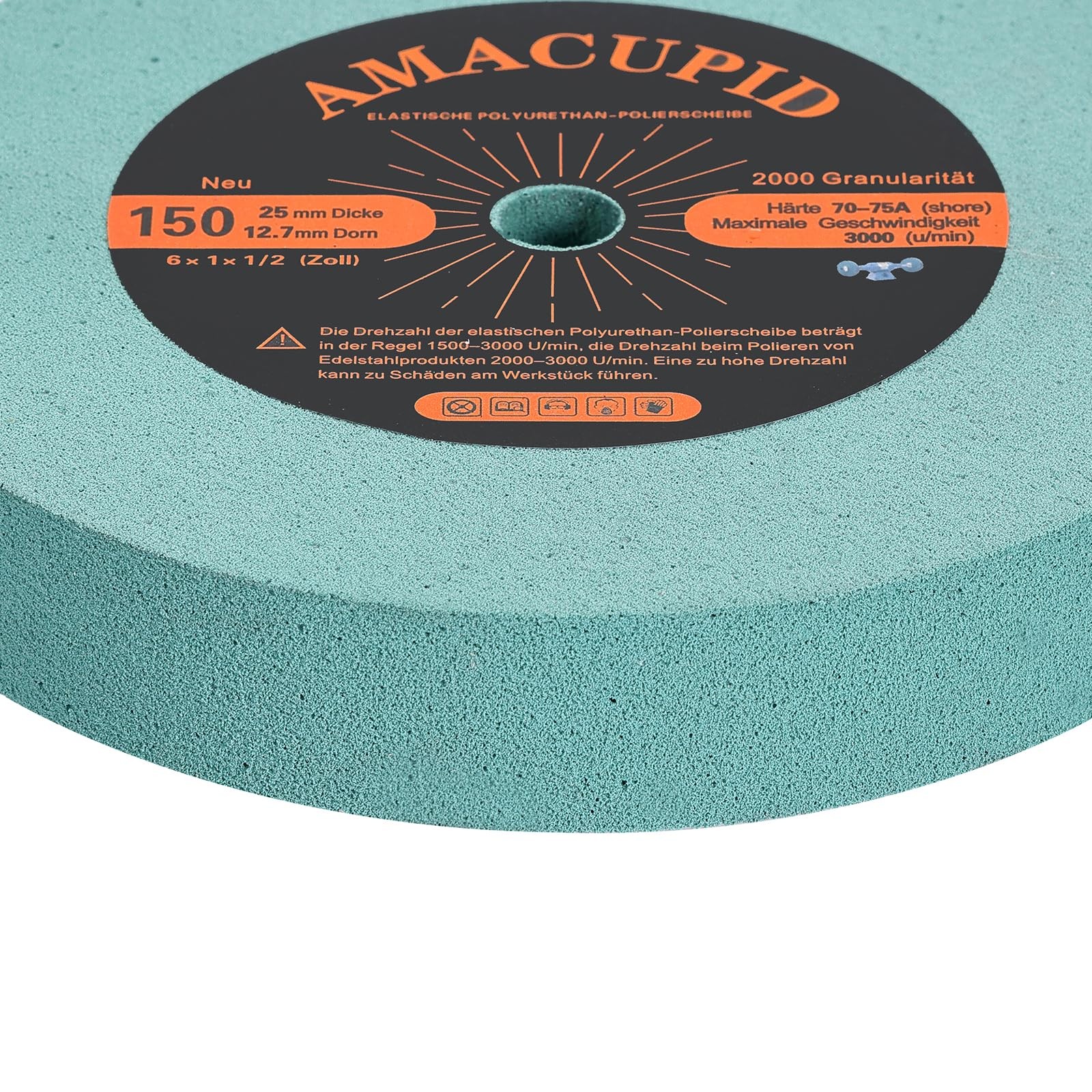 Elastic Polyurethane Buffing Wheels 6 Inch 2000 Grit. for Mirror Polished Sta…