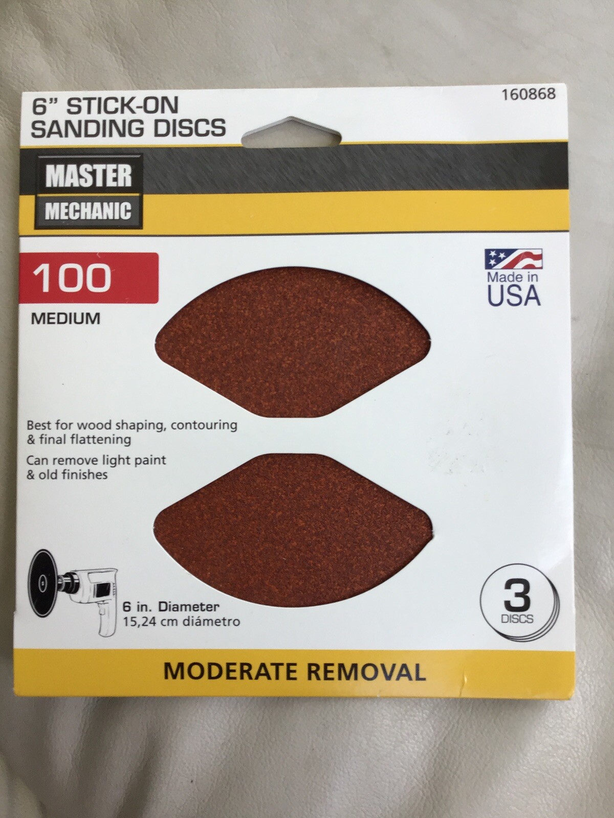 Lot Of 4 PKS Master Mechanic #160868 6” Stick-On 100 Grit Sanding Discs USA