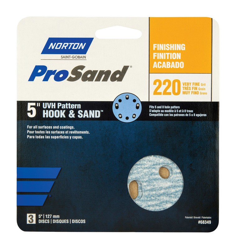 Norton 7660768349 220-Grit Ceramic Very Fine Hook & Loop Finishing Disc 5 in.