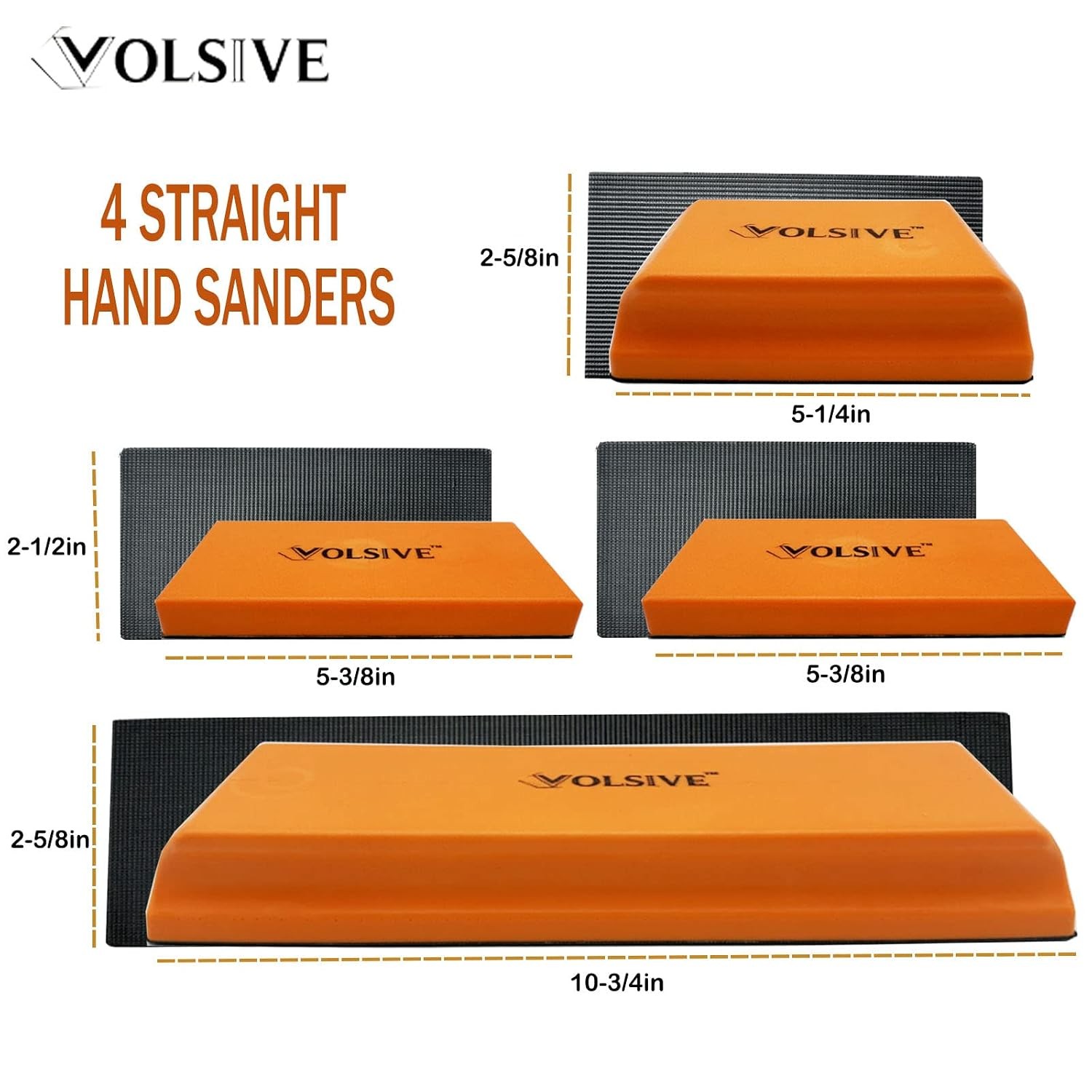 VOLSIVE 7pcs Hand Sanding Block Set, Rectangle Handheld Sanding Pad, Hook and Lo