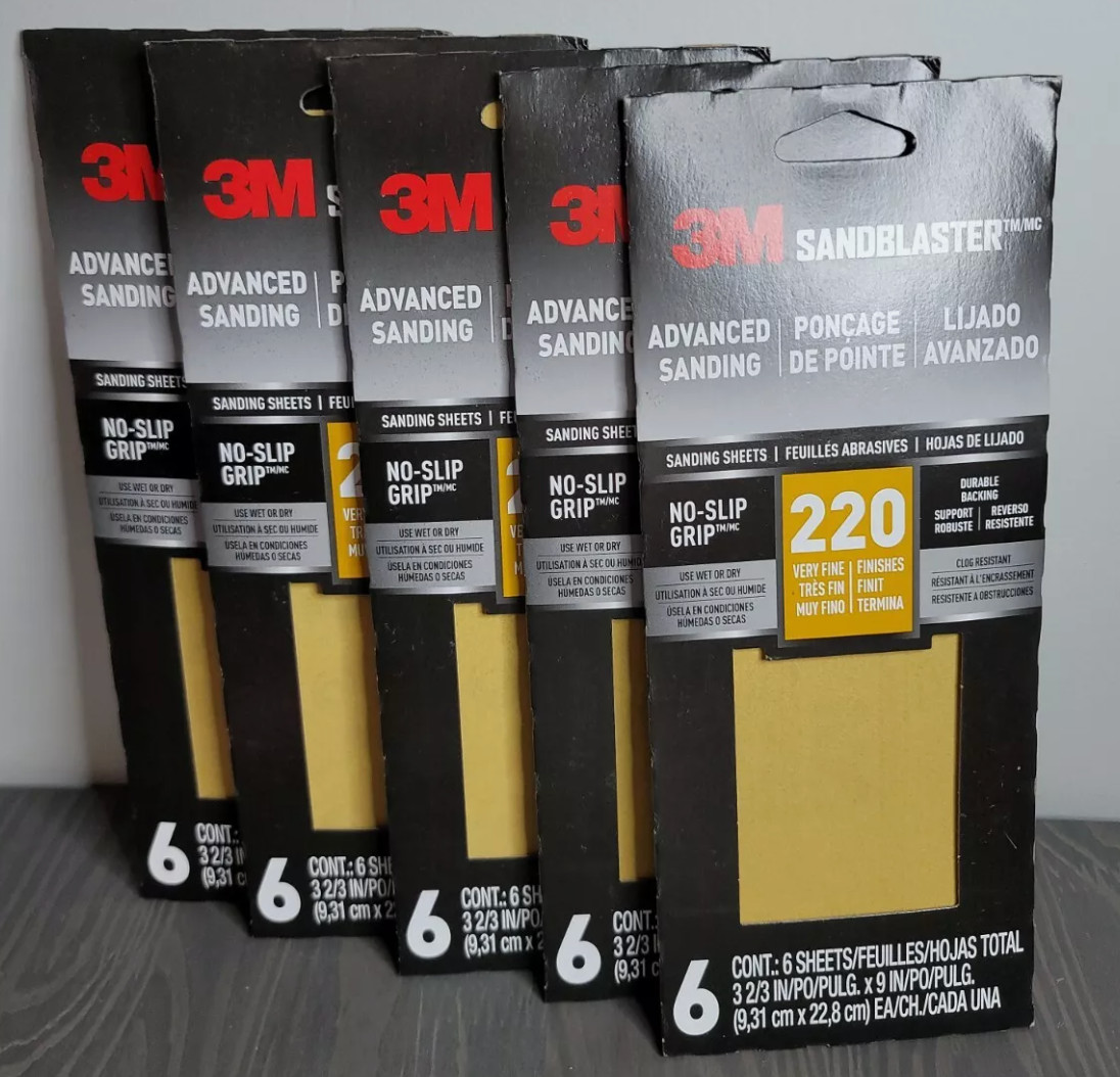 3M SandBlaster 9 in. L x 3-2/3 in. 220 Grit Fine Ceramic Sandpaper. 5, 6 packs