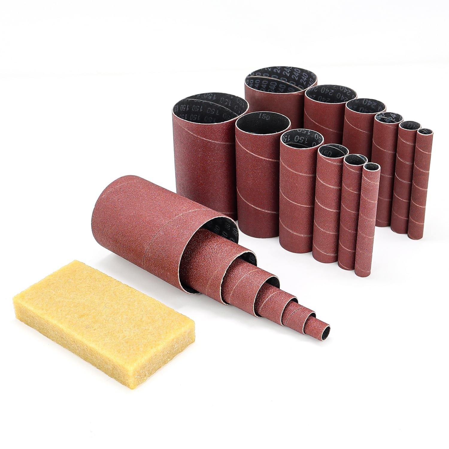 19 Pack Spindle Sander Sleeves 1/2”-3” Diameter Grit 80 150 240 for Drum
