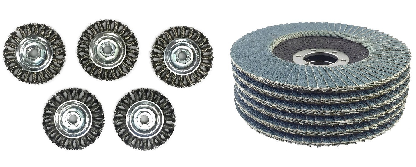 4″ Twist-Knot Wire Wheel 30pcs +150 pcs 4.5″ Zirconia Flap Disc rust weld clean