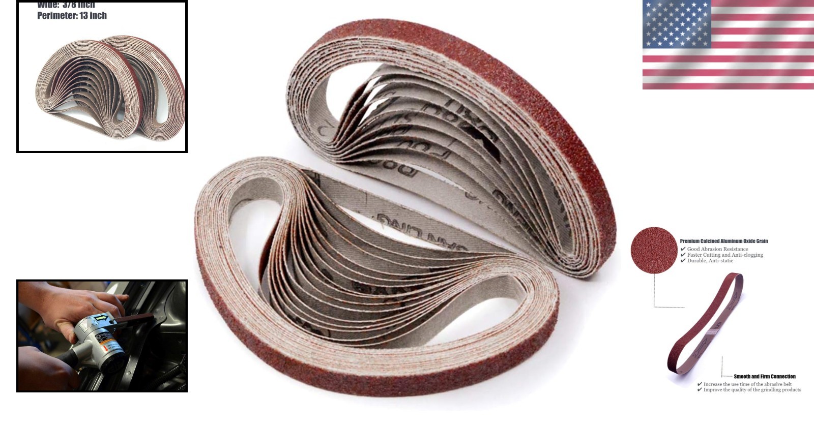 Versatile 80 Grit Sanding Belt Set – 3/8x13in – Pack of 24