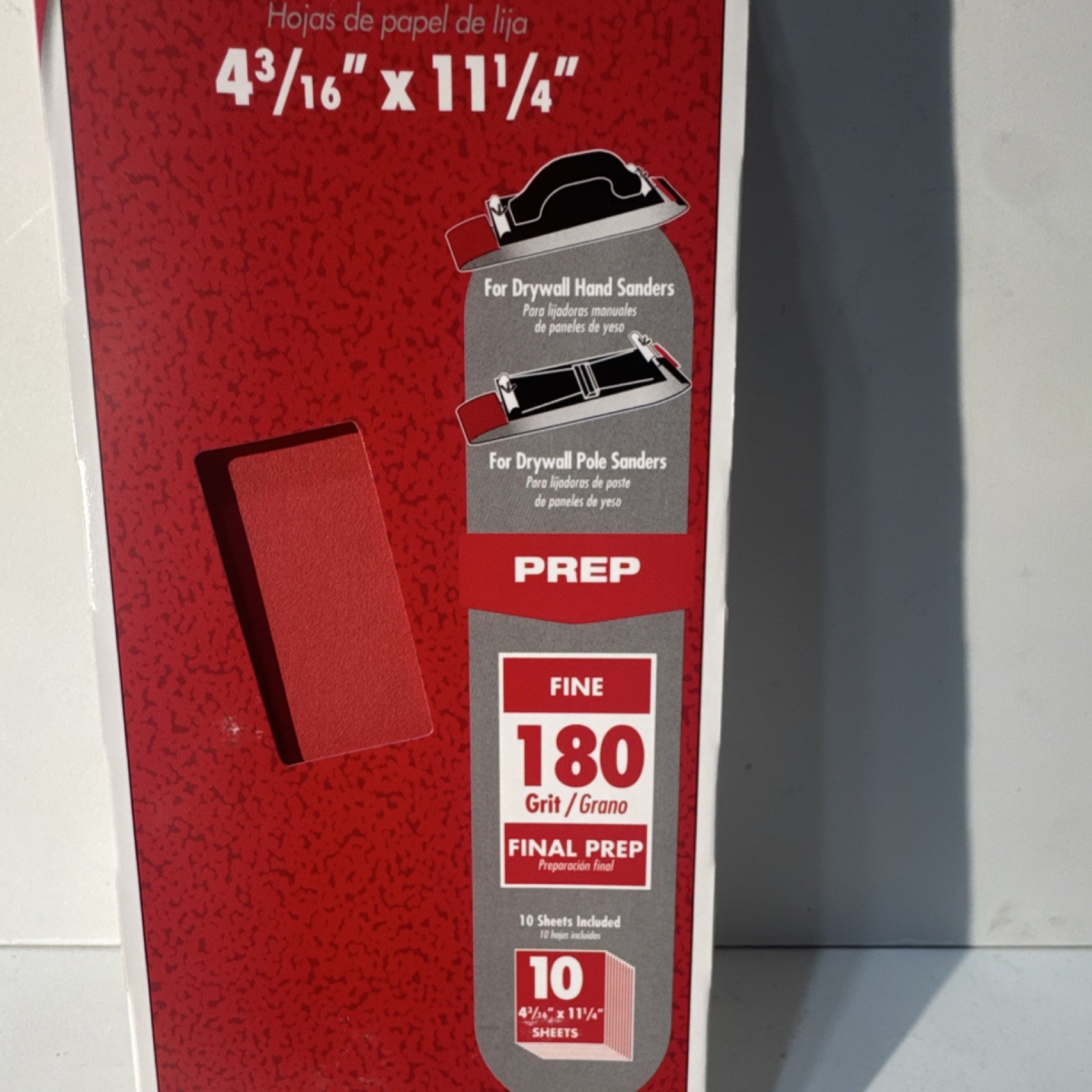 5x Diablo 180 Grit Fine Sanding Sheets 4-3/16×11-1/4in Red Drywall 10 Pack