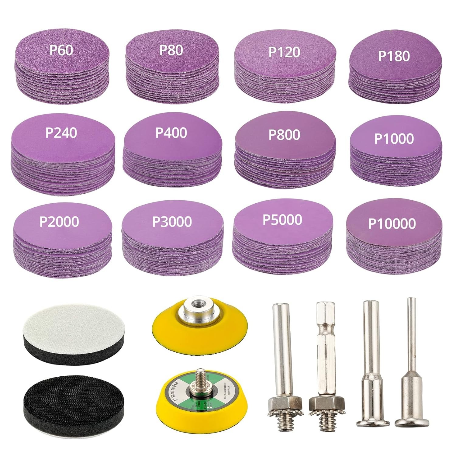 188 discos de lija 2 pulgadas surtido grano 60 10000 para madera metal auto