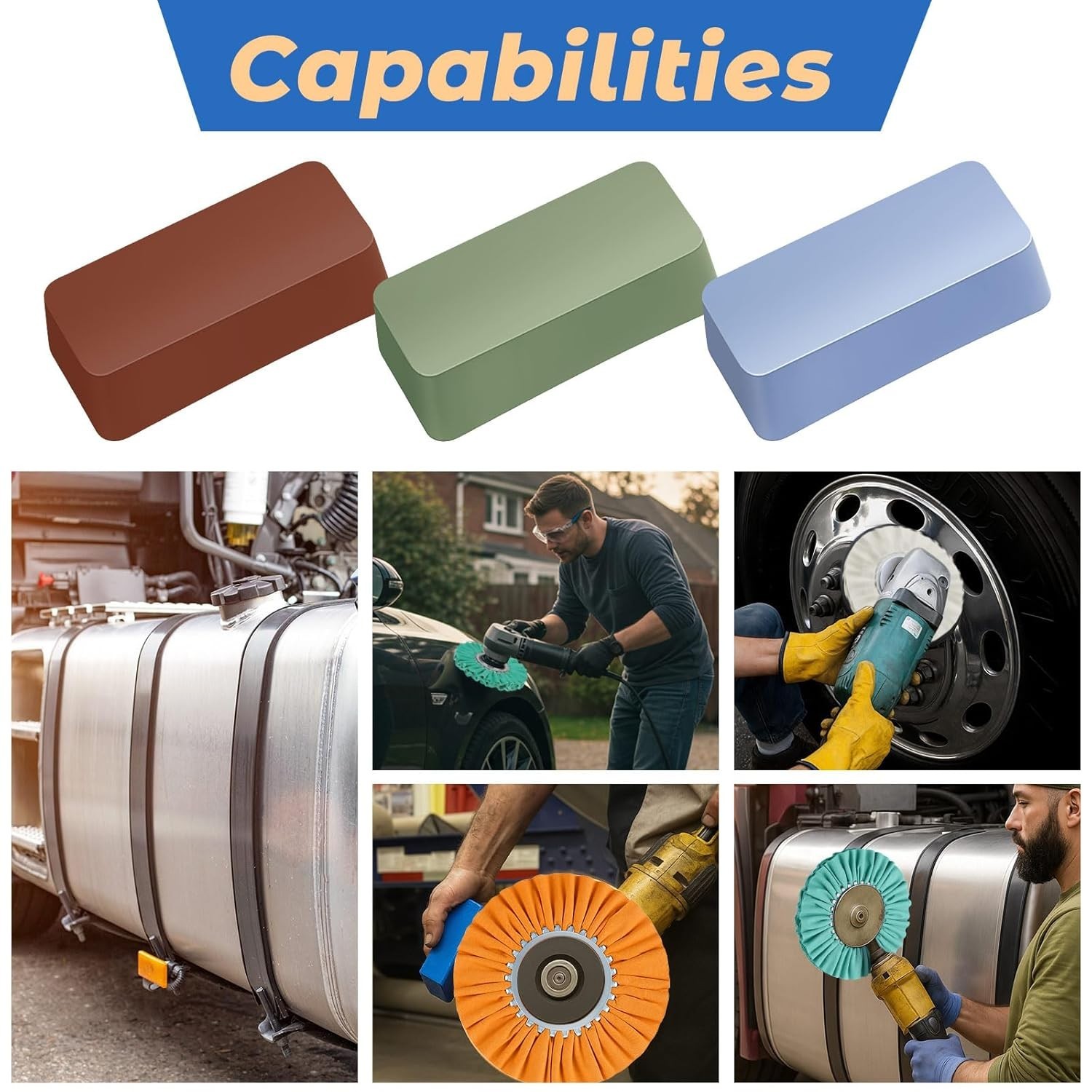 8 Inch Airway Buffing Wheels Kit – Polishing Compound for Angle Grinder