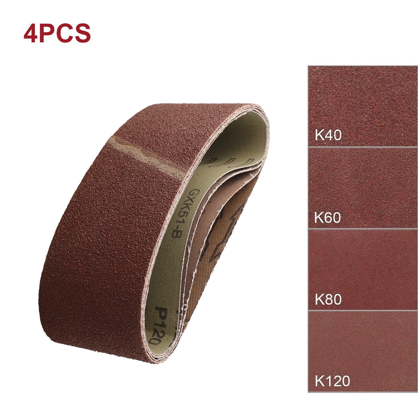 4Pcs 75x457mm 3inx18in Sanding Belts Mixed 40 60 80 120 Grit Sander Power Tools