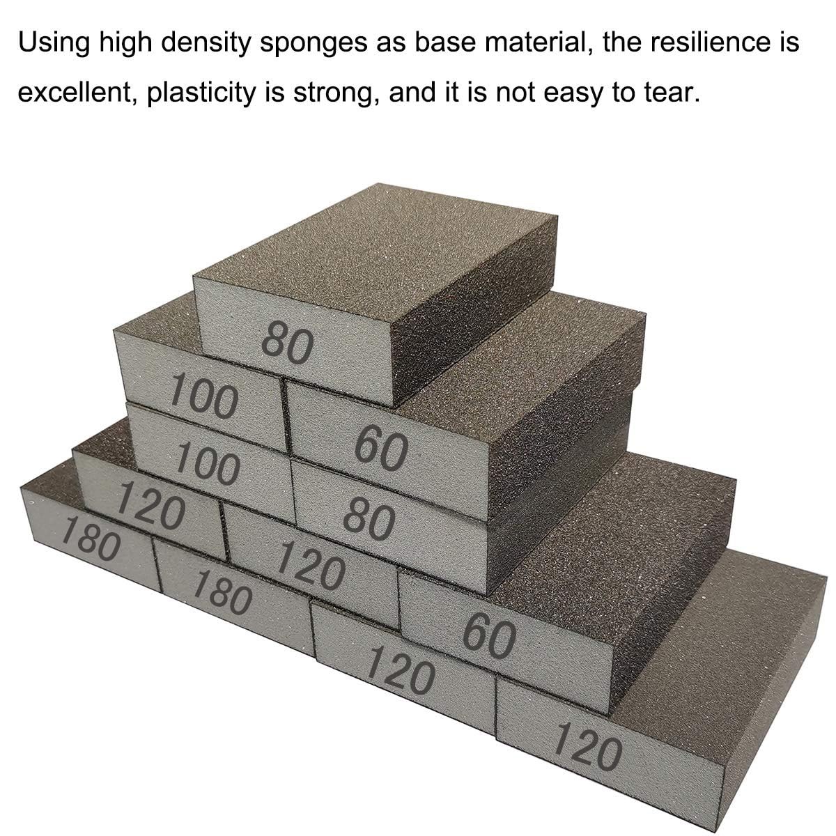 12 Pack Sanding Sponge,Sackorange Coarse/Medium/Fine/Superfine 6 Brown