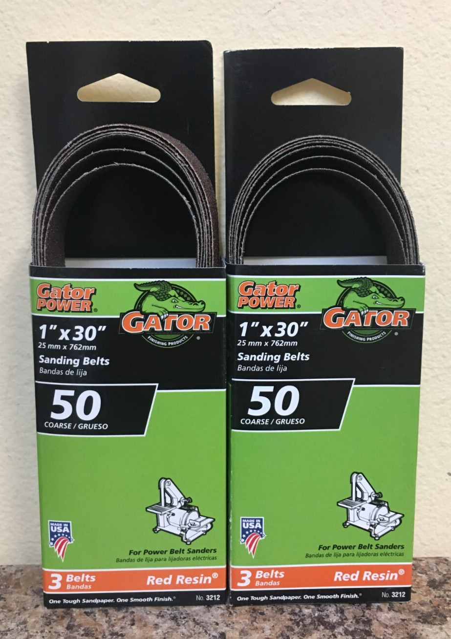 Gator 3212 1 in. X 30 in. Sanding Belts 50 Grit Coarse 2 Pks of 3 Pcs.