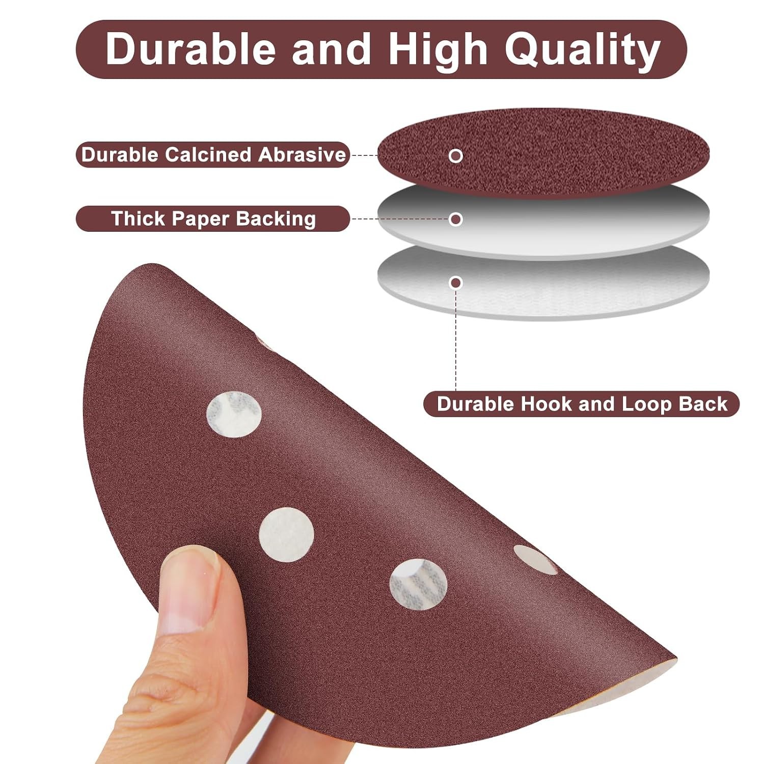 50 PCS 5 Inch Dustless Sanding Discs Hook & Loop – Multi Grit for Orbital Sander