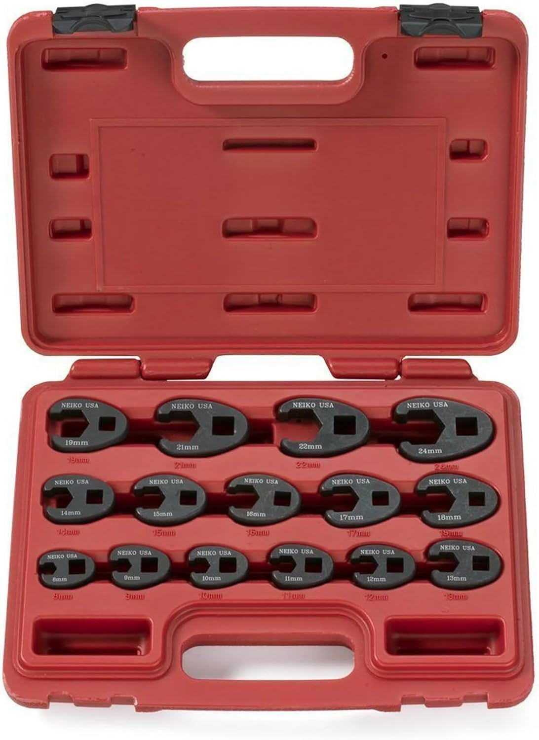 03324A Crowfoot Wrench Set 1/2″ and 3/8” Drive, 15 Piece, Metric Crows Foot Wren