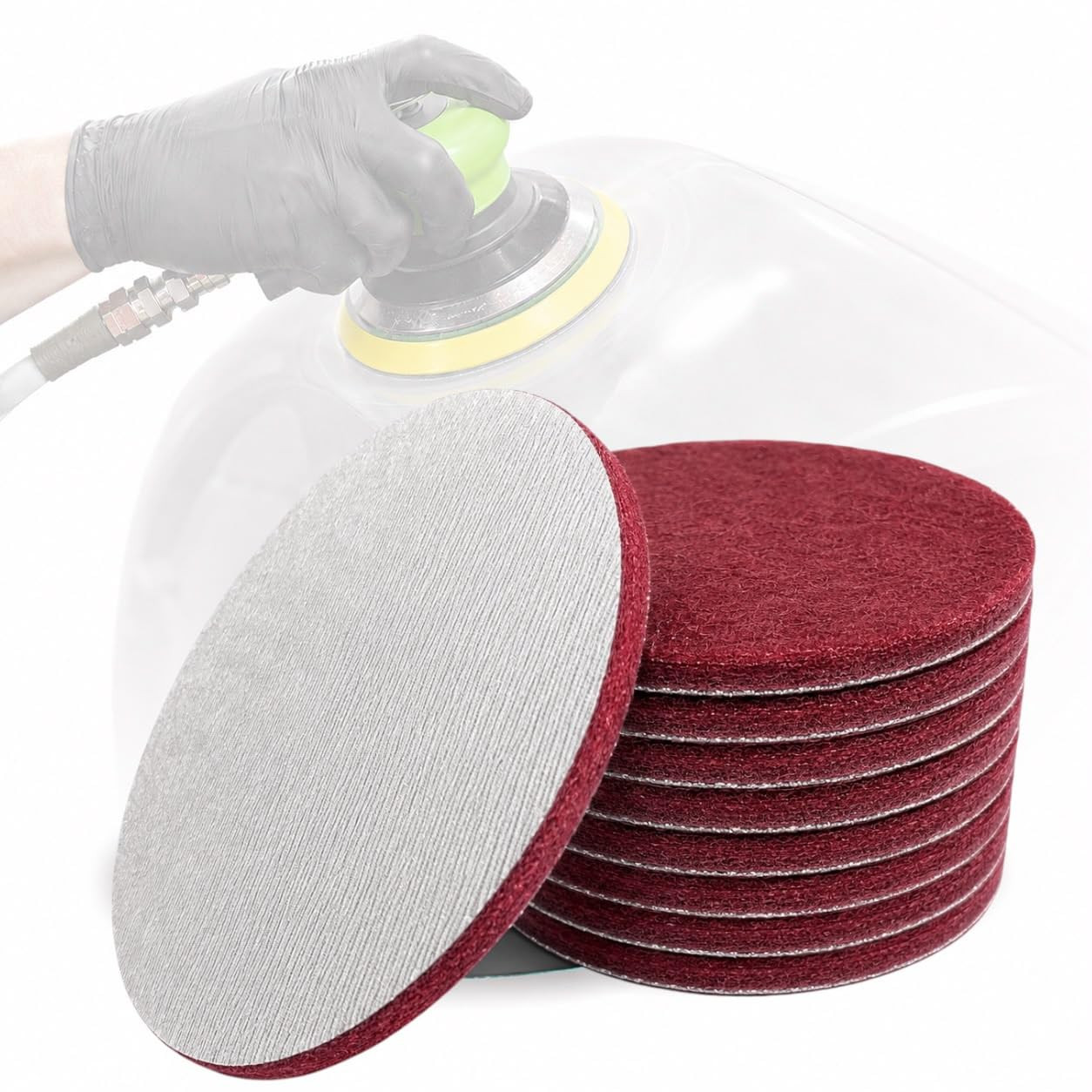 6″ Scuffing Pads, Hook & Loop for Orbital Dual Action Sanders (Red 8 Pack)