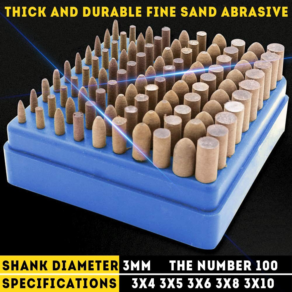 100pcs 1/8 Inch Shank (3mm) Cowhide Grinding Mandrel Mounted Grinding Polishi…