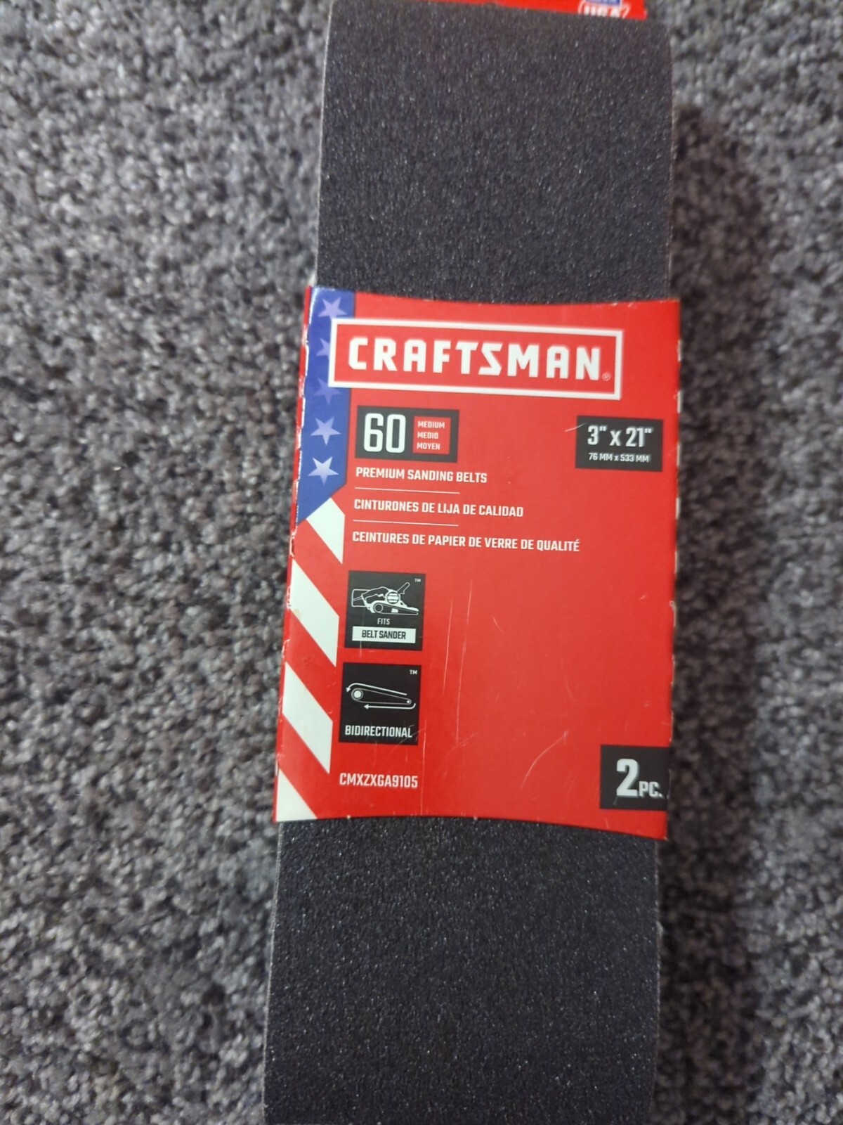 Craftsman 3″x21″ 2-Sanding Belts, 60 grit, CMXZXGA9105,MEDIUM,BIDIRECTIONAL