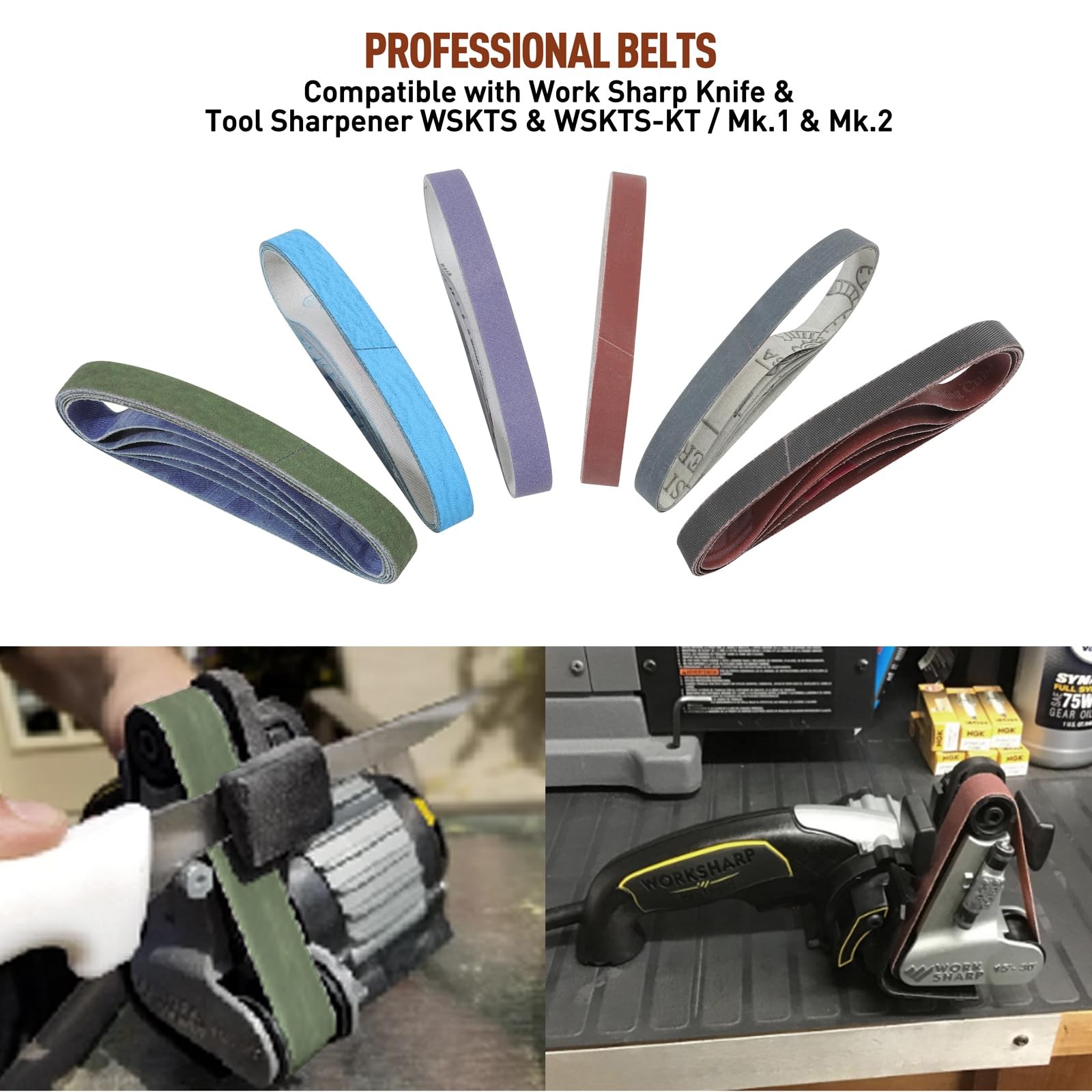 30 Pcs 1/2″ x 12″ Sharpening Belt Kit for Official Work Sharp Knife & Tool Sh…