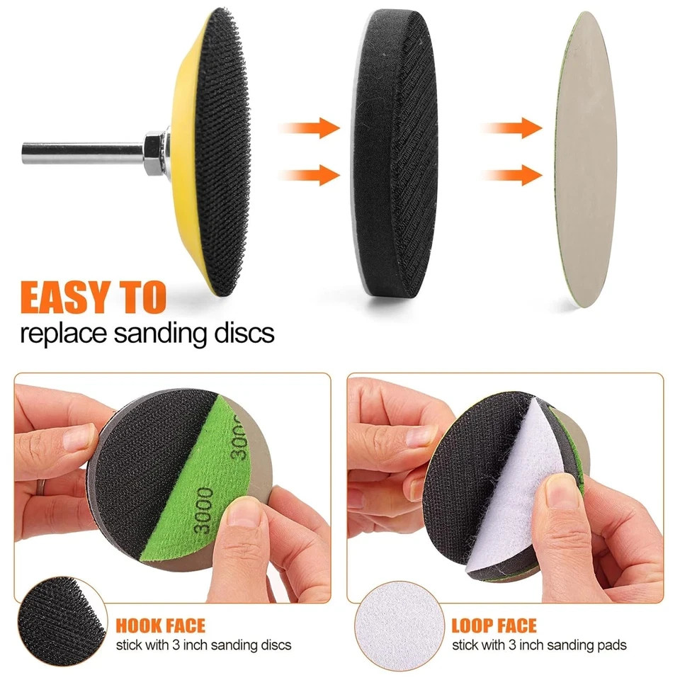 POLIWELL 5 Pack 3 Inch (75Mm) Foam Interface Pad, Hook and Loop Soft Foam Buffin