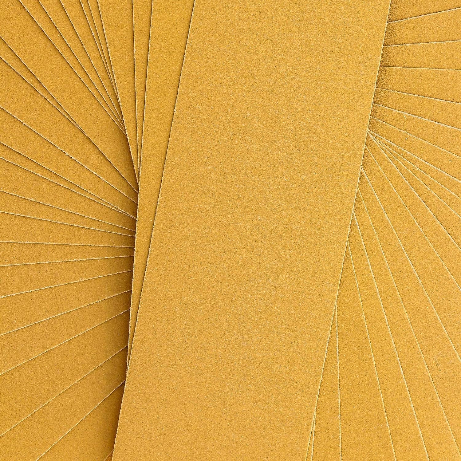 Premium 320 Grit Gold Pre-Cut PSA Longboard Sandpaper Sheets, Box of 20, 2-3/4″