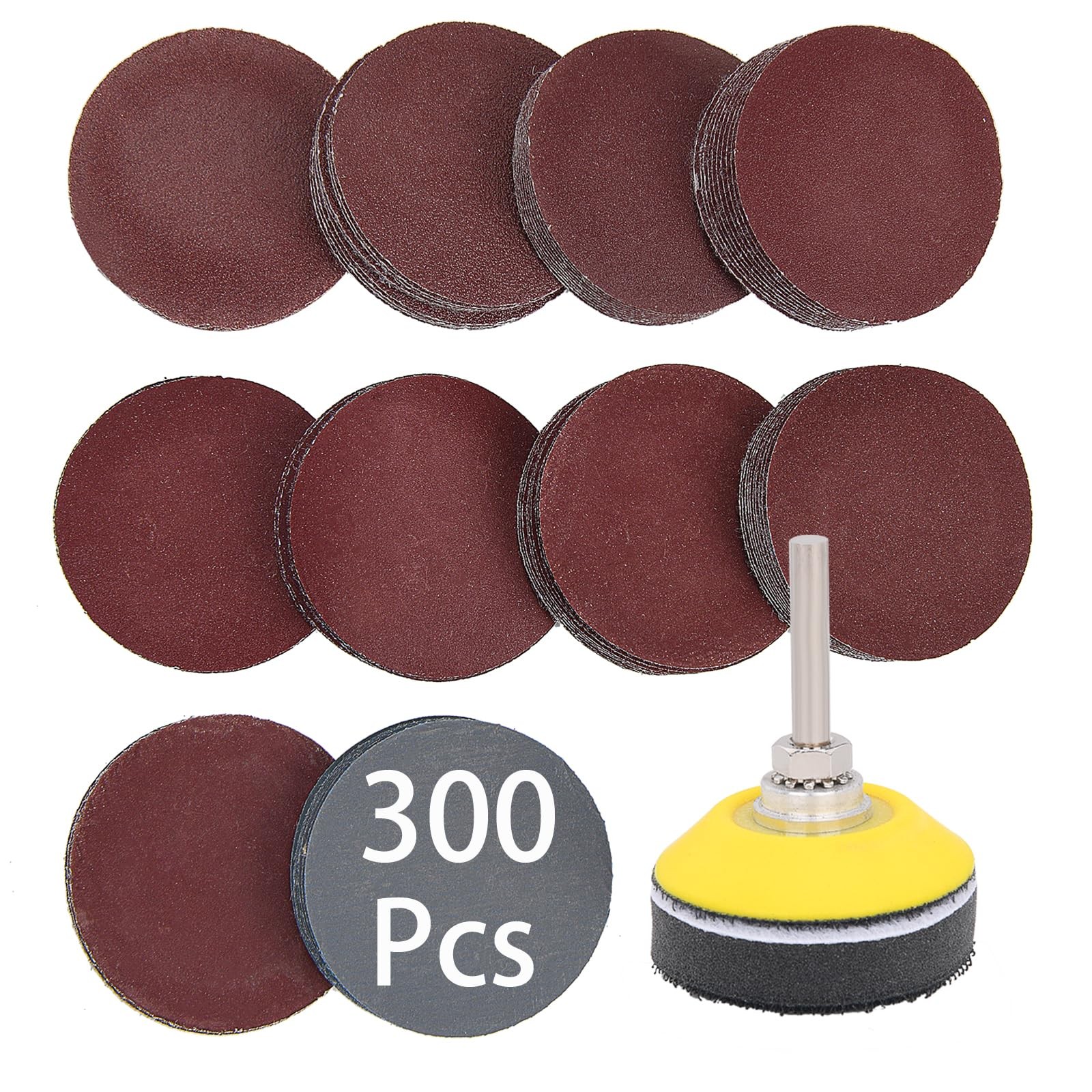 300 Pieces 2 Inch Sanding Discs, 80-3000 Grit Sandpaper with 1/4″ Shank Backi…