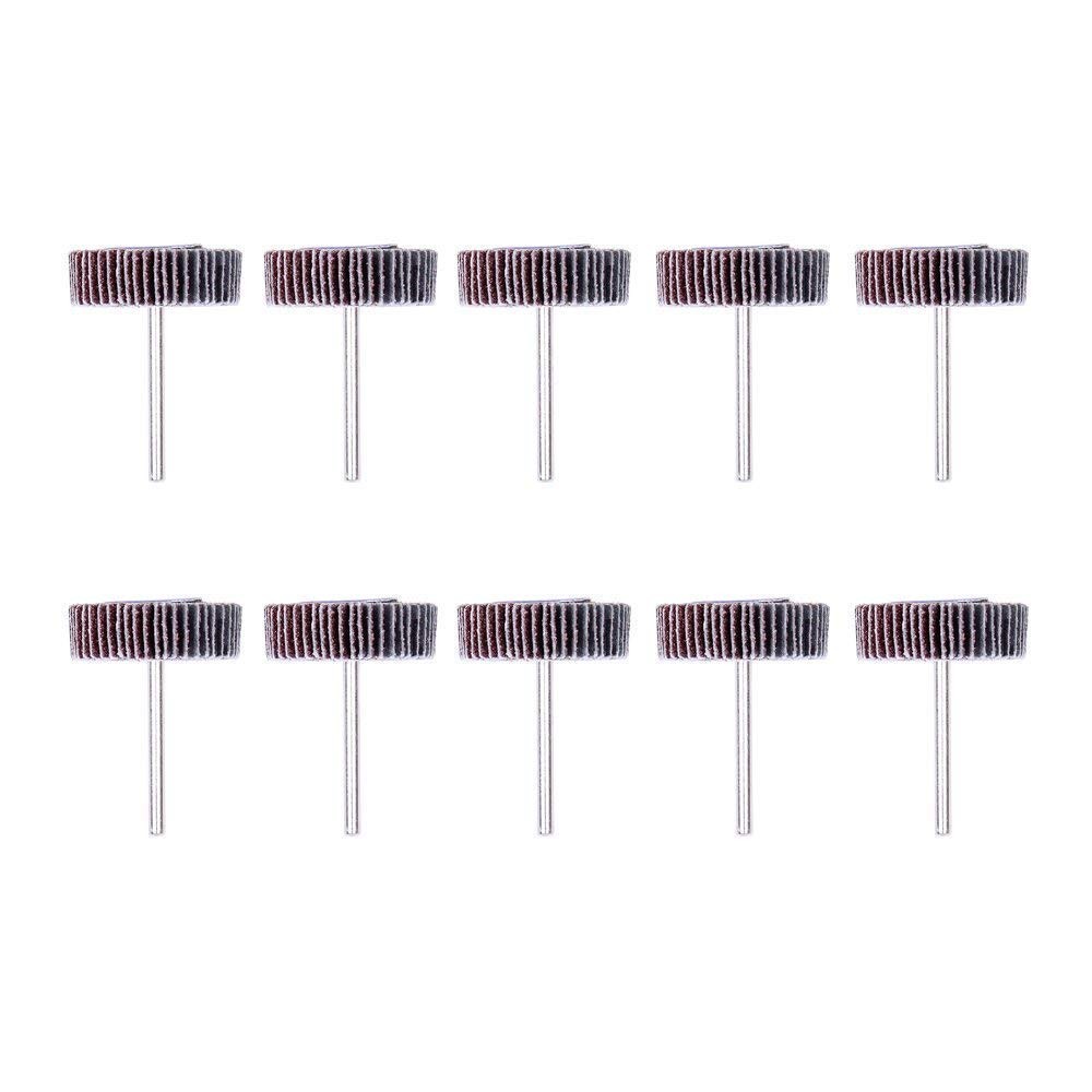 Universal 1/8 Inch Shank Abrasive Flap Wheel Set – 10 Pack for Various Tools