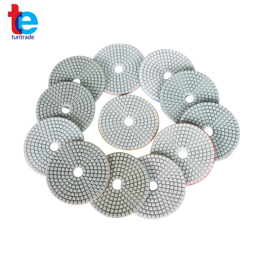14 Pack 4Inch Diamond Polishing Pads Kit With 2 Pack 5/8In-11 Backer Pads