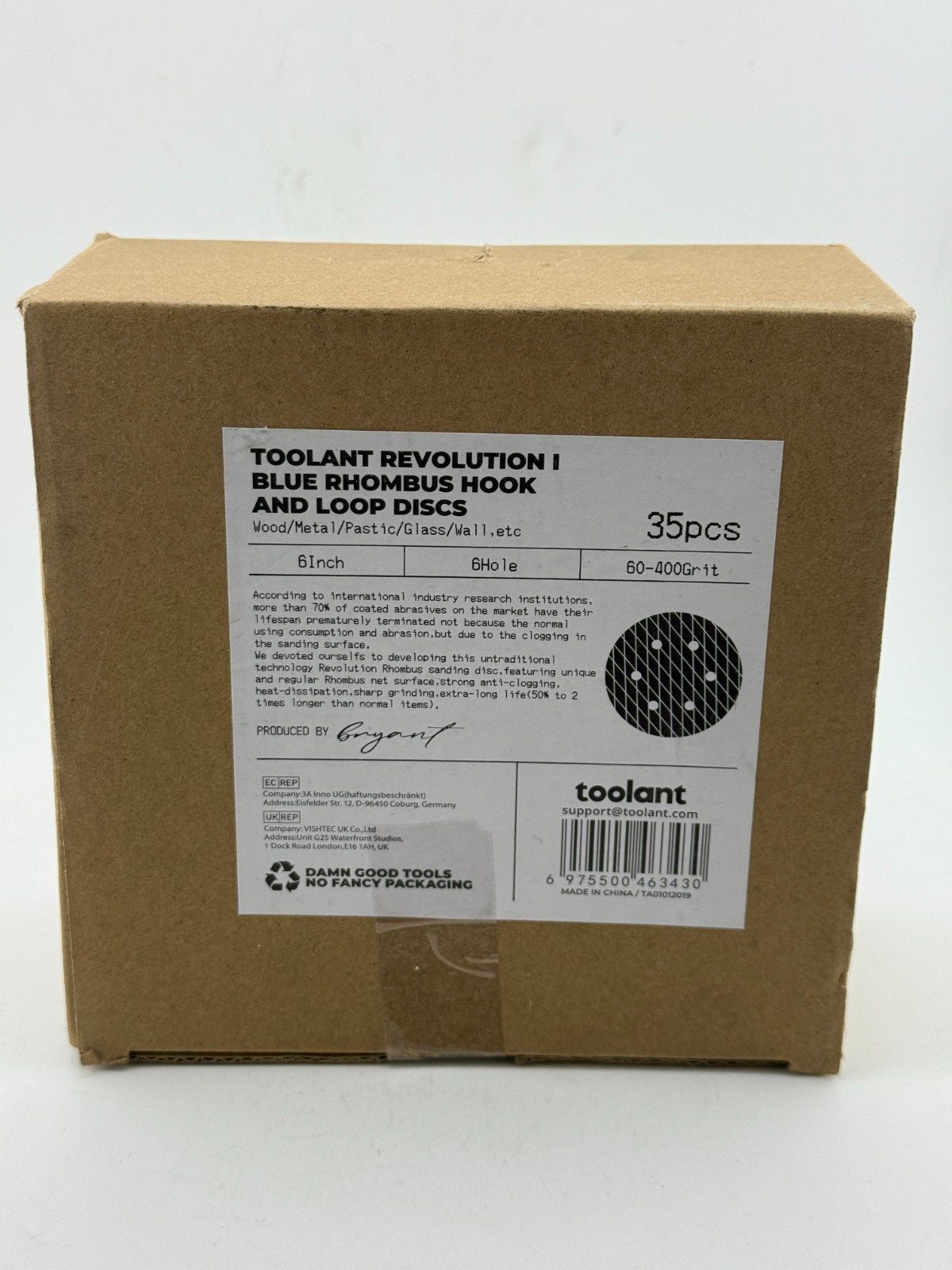 Toolant 35 piece Hook & Loop Discs 6 inch 6 hole 60-400grit