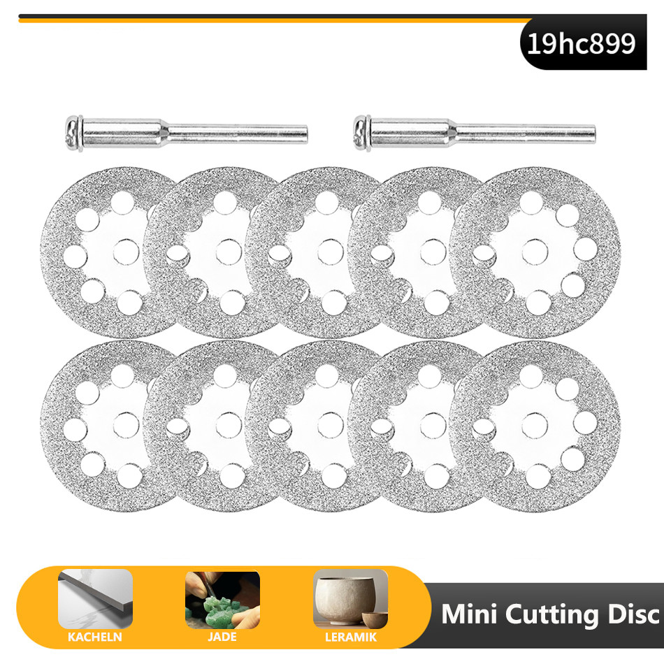 22mm Cutting Disc 3mm Grinding Wheel Mandrel for Metal Cutting Rotary Tool 10Pcs
