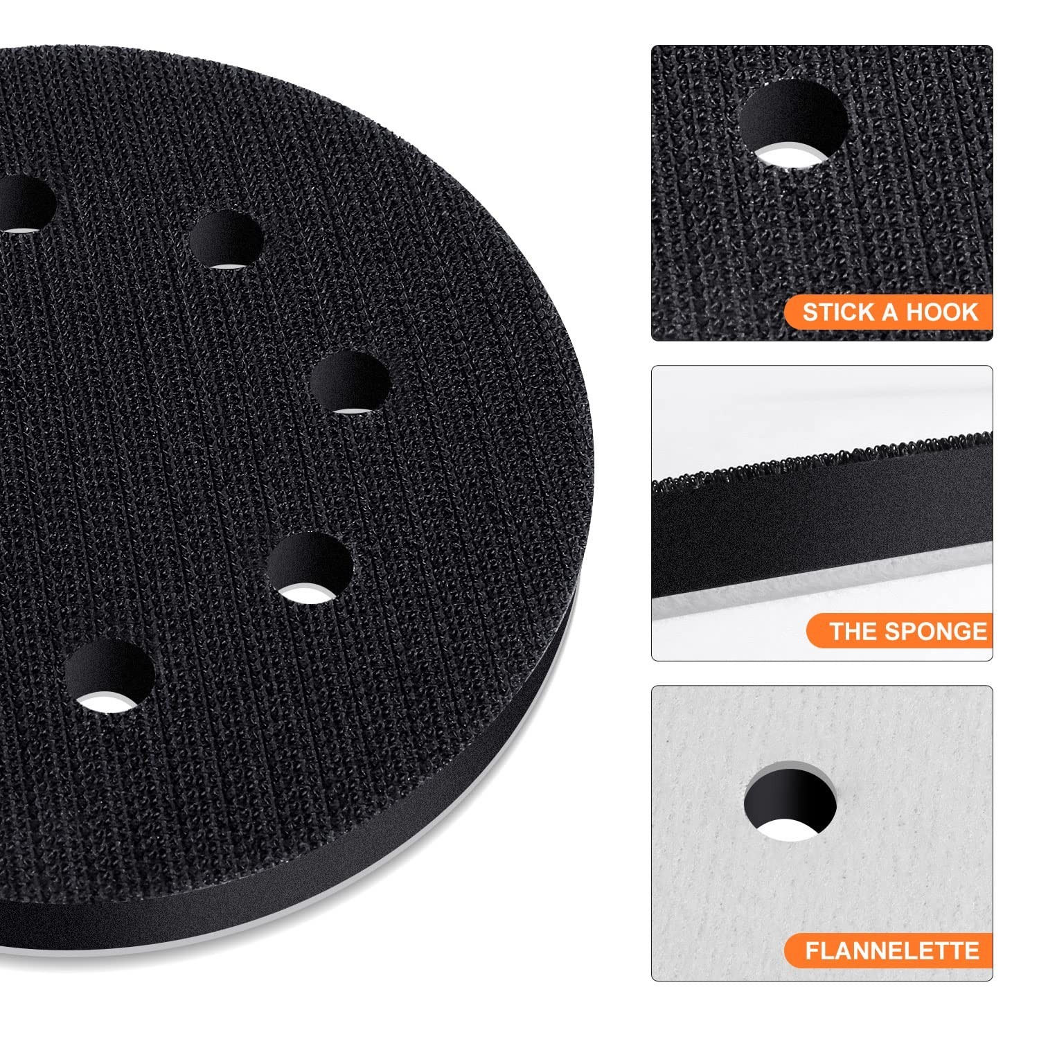 Soft Sponge Orbital Sander Foam Pads 5” – Ideal for Wood, Plastic & Metal