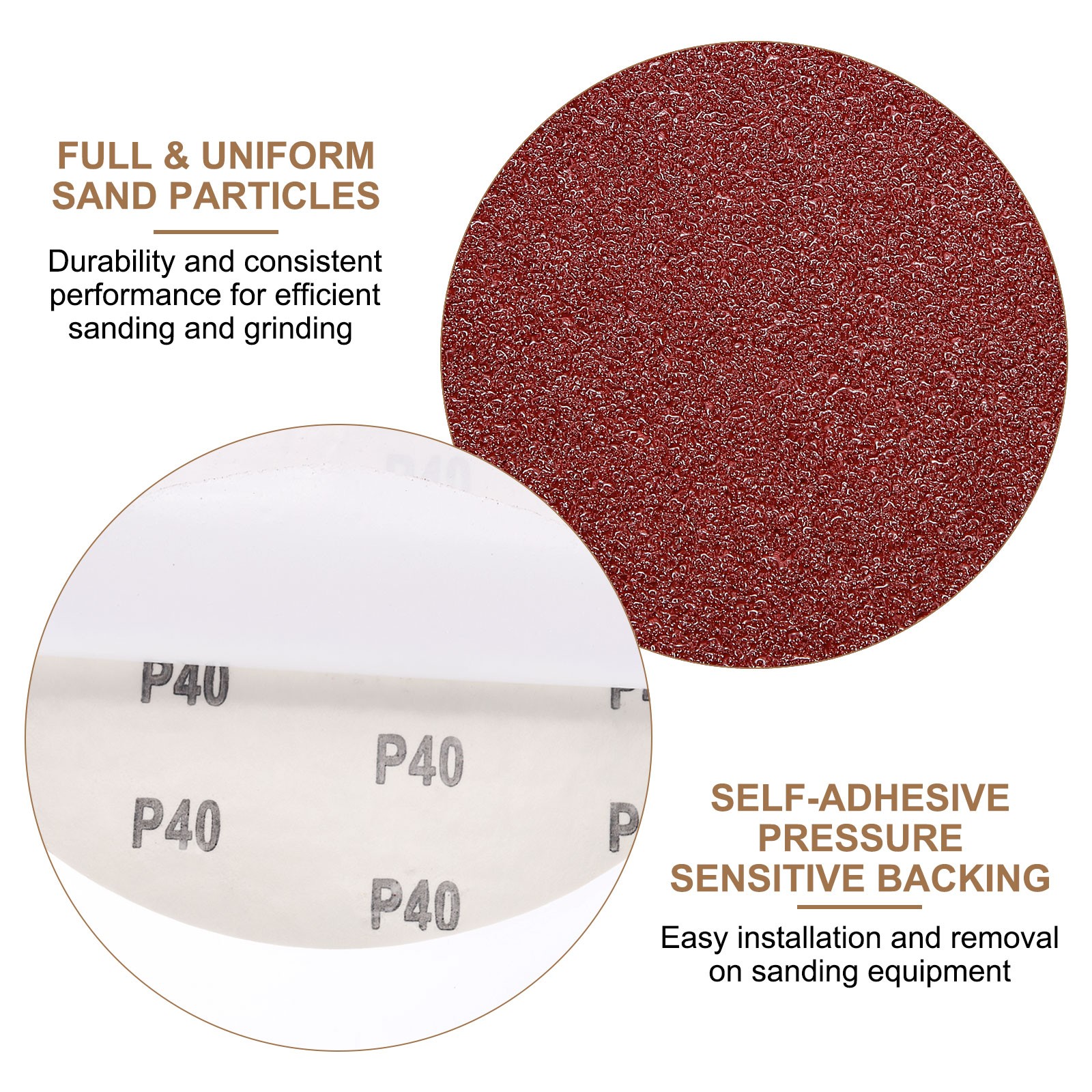25pcs 8″ PSA Sanding Discs 40 Grits Aluminum Oxide Sandpapers Self Adhesive