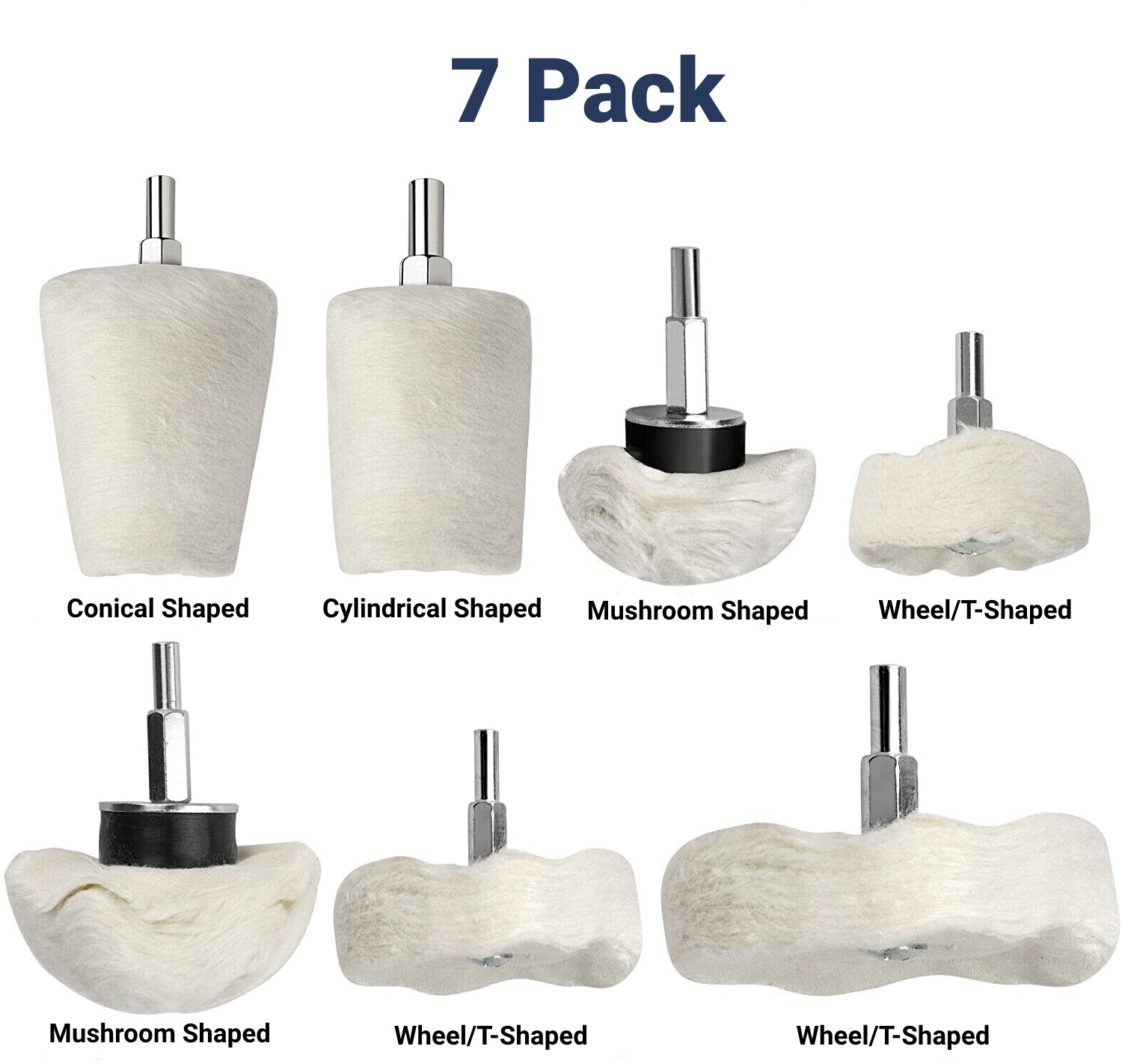 7PCS Cotton Buffing Wheel Kit for Drill Rotary Tool Aluminum Metal Polishing Pad