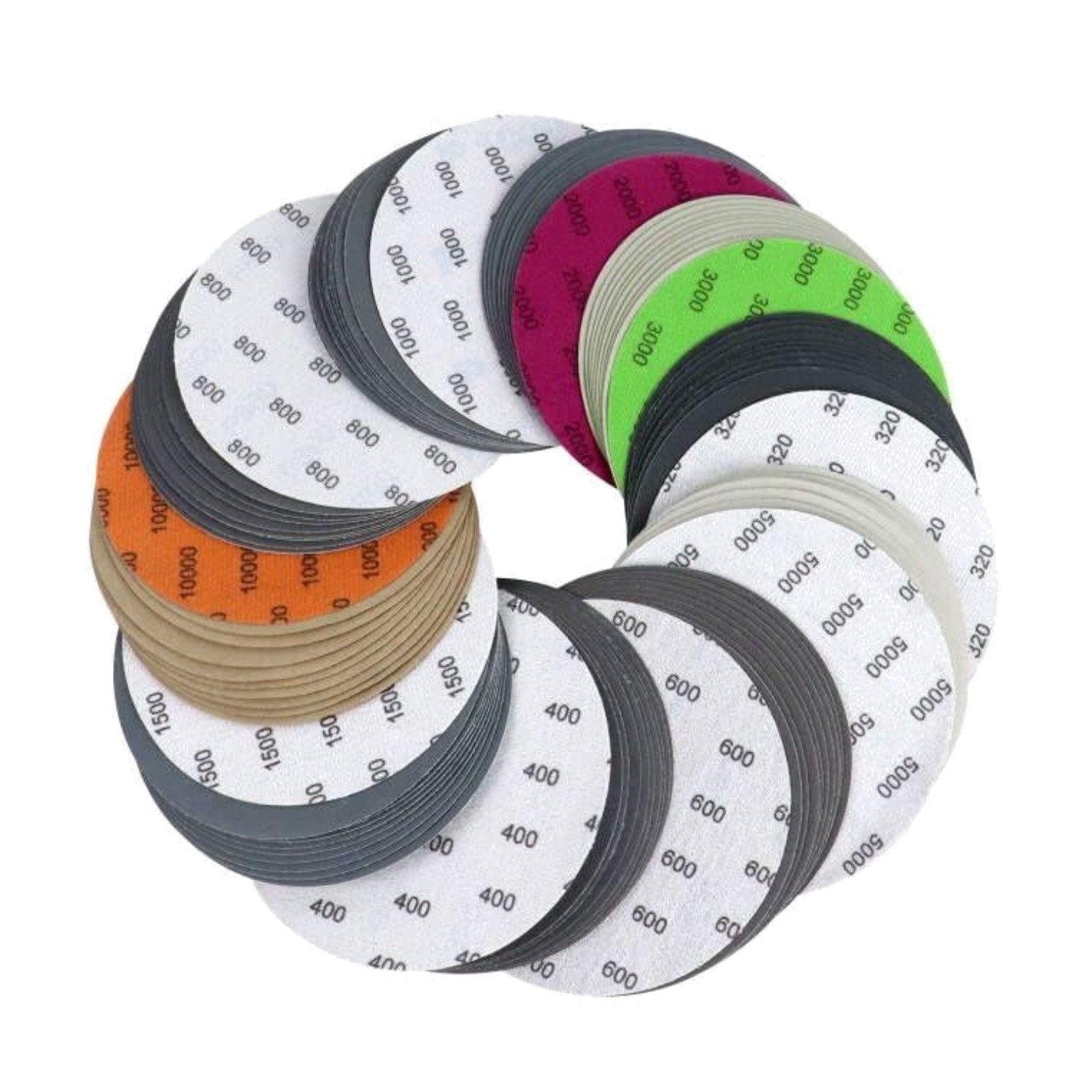100Pcs Wet Dry Sandpaper Discs | 320-10000 Grit Assortment