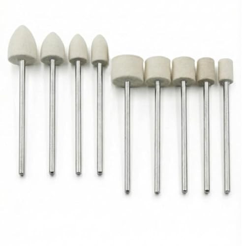 9 Pcs Extended Drill Polishing Felt Bits – Extra Long 1/4″ Shank Compressed
