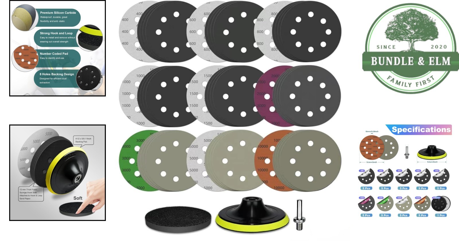 Versatile 47PCS Sandpaper Kit with Grits from 400 to 10000 for DIY Projects
