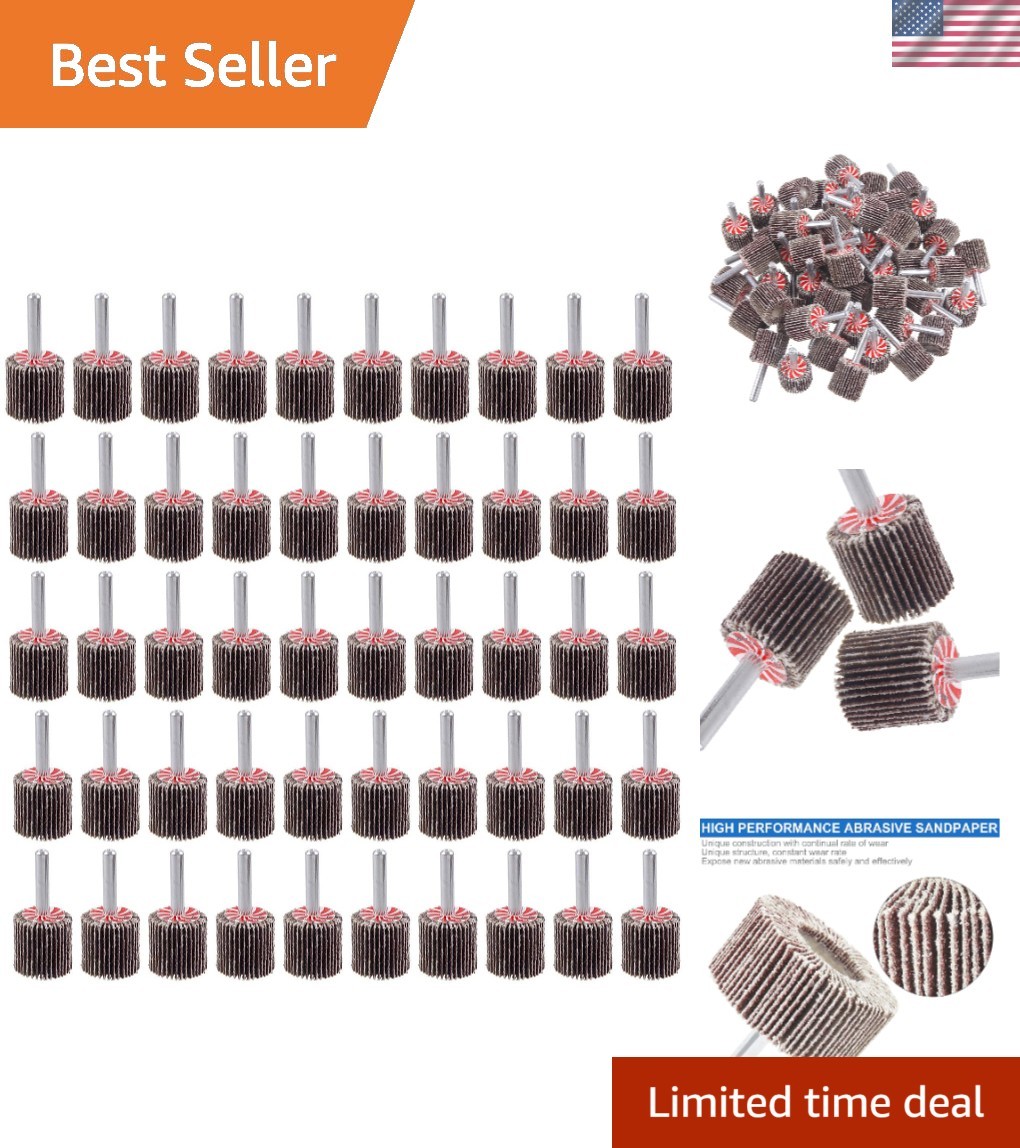 Durable 50 Pack Flap Wheel Sander | 1/4″ Shank for All Drills – 80 Grit Power