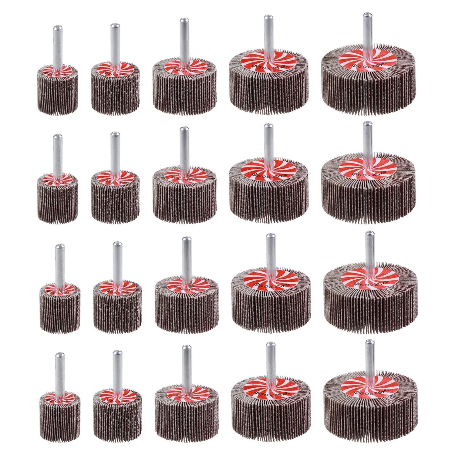 20 Pcs Aluminum Oxide Flap Wheel Set for Drills – 4 Grits Included