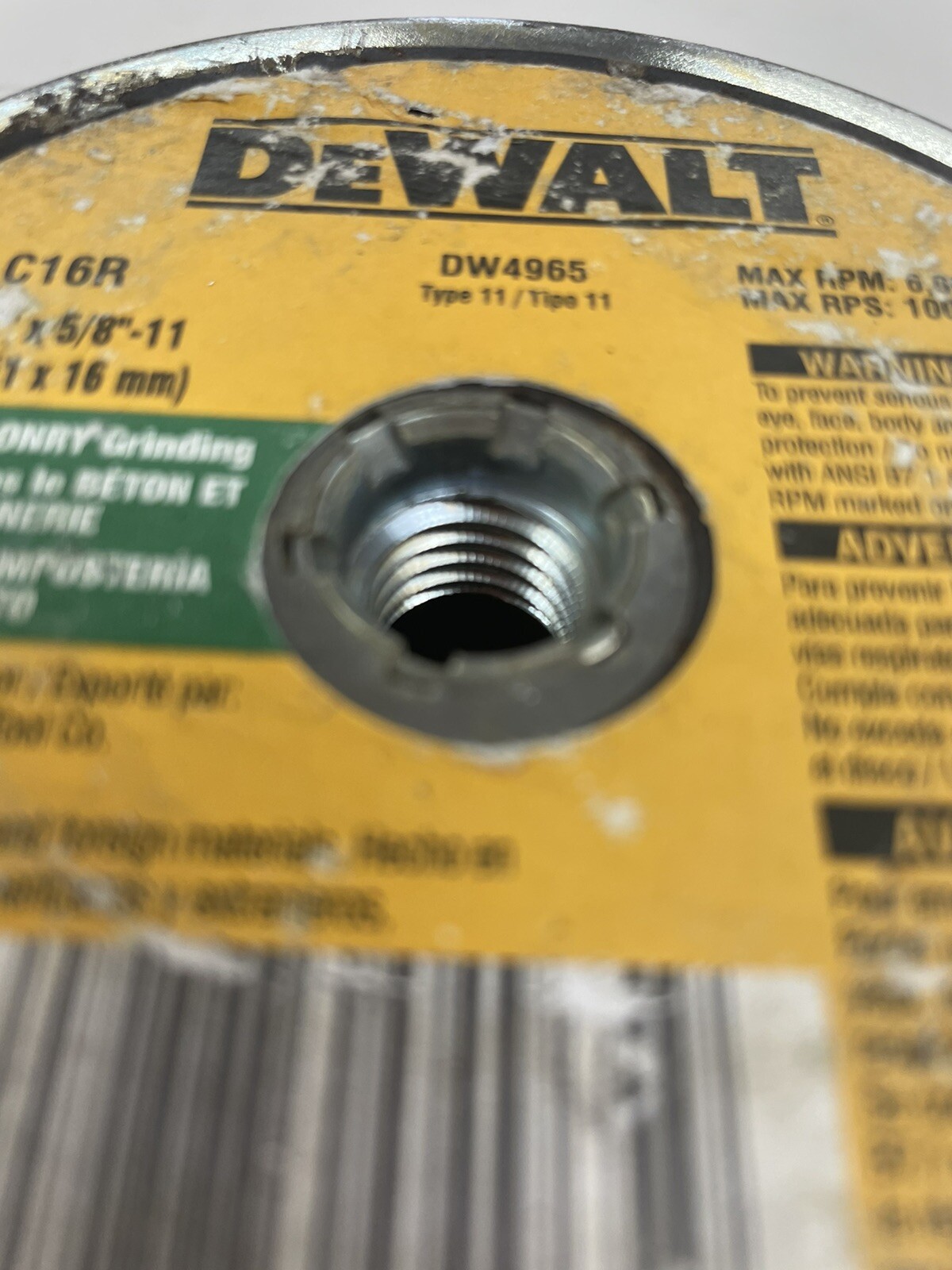 DeWalt DW4965 6” X 2” X 5/8”-11 Concrete/Masonry Grinding C16R-BF